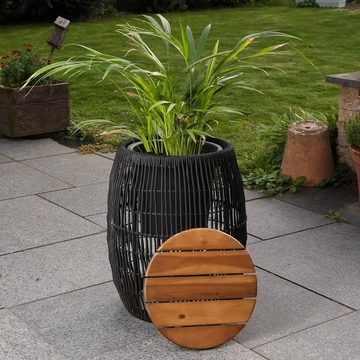MARELIDA Gartentisch Beistelltisch fassförmig Gartenmöbel mit Behälter Deckel 49cm schwarz (1-St)