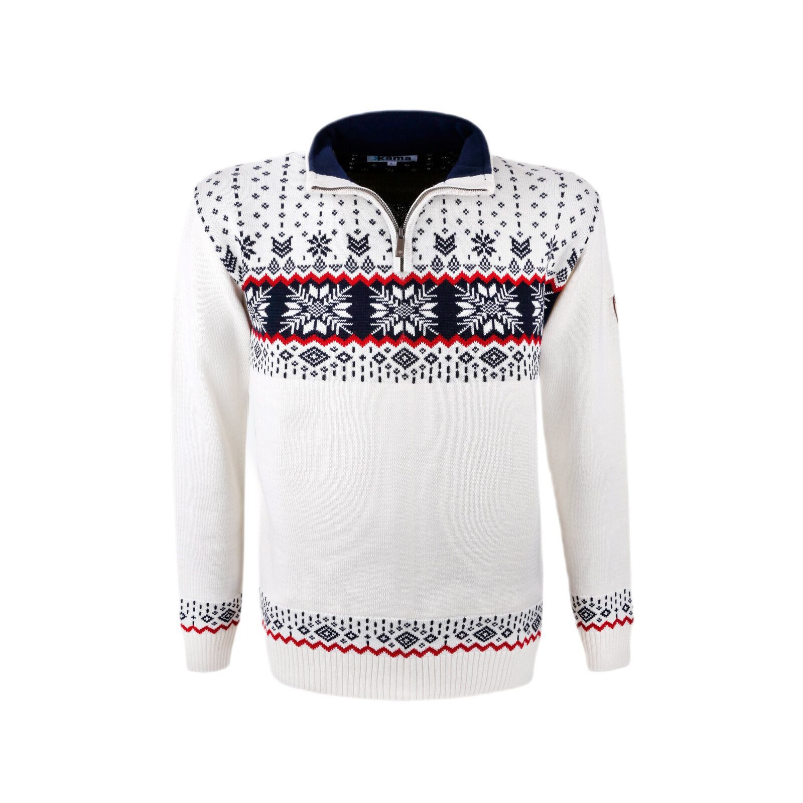 kama Strickpullover Sweater Pullover 4054 Half Zip (warm, Strickmaterial) weiss Herren
