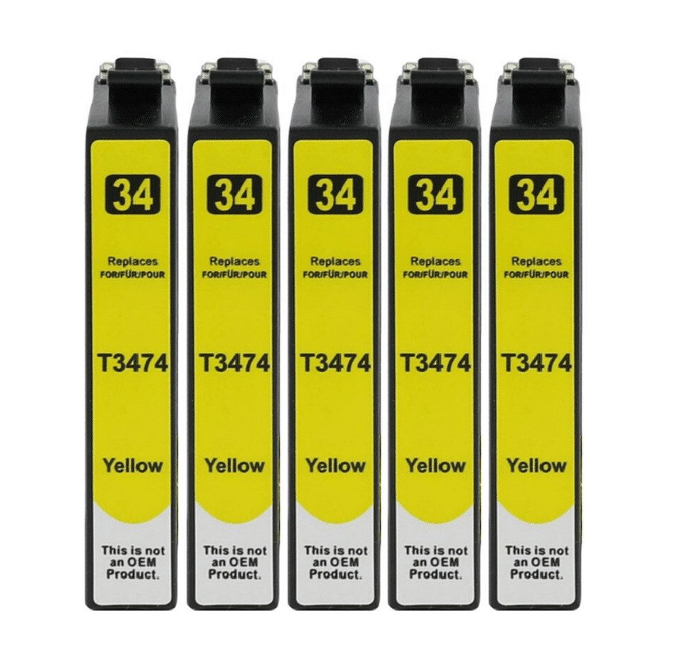 inkpro 5 x Druckerpatrone T34 XL kompatibel mit Epson 34XL, Tintenpatrone (für WorkForce Pro WF-3720 DW, WF-3720 DWF, WF-3725 DWF, XL Füllmengen: Black 30 ml / Cyan, Magenta und Yellow je 14 ml)
