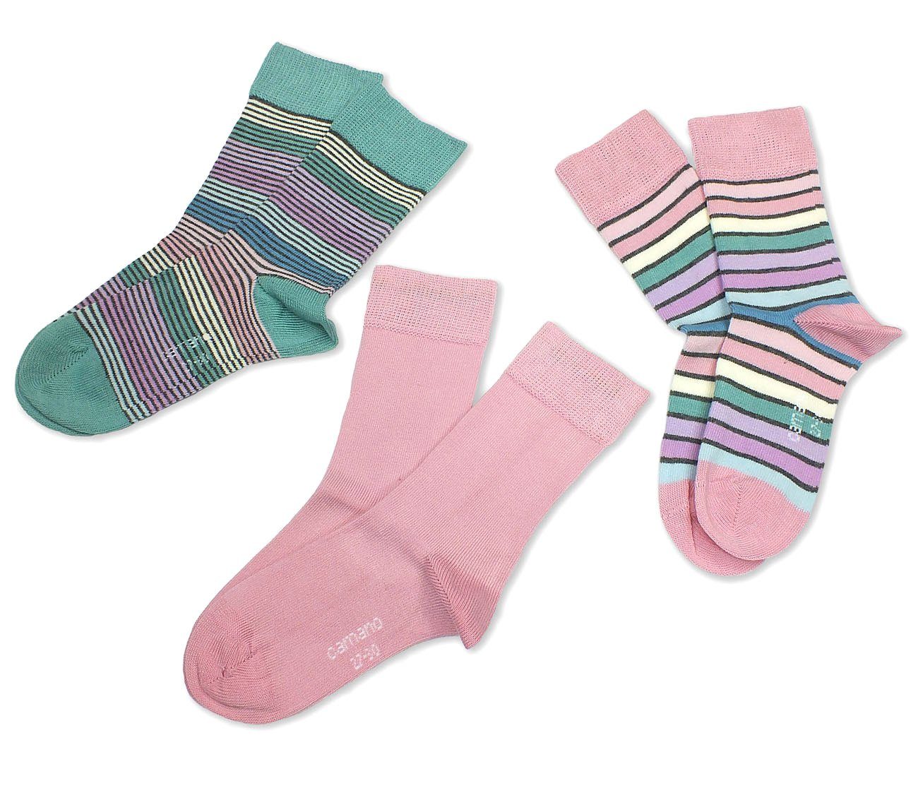 Camano Langsocken CA3795 (Packung, 3-Paar, 3 Paar) Kinder Mädchen oder Jungen Socken, Baumwolle, Unisex Kindersocken 52 dusty rose