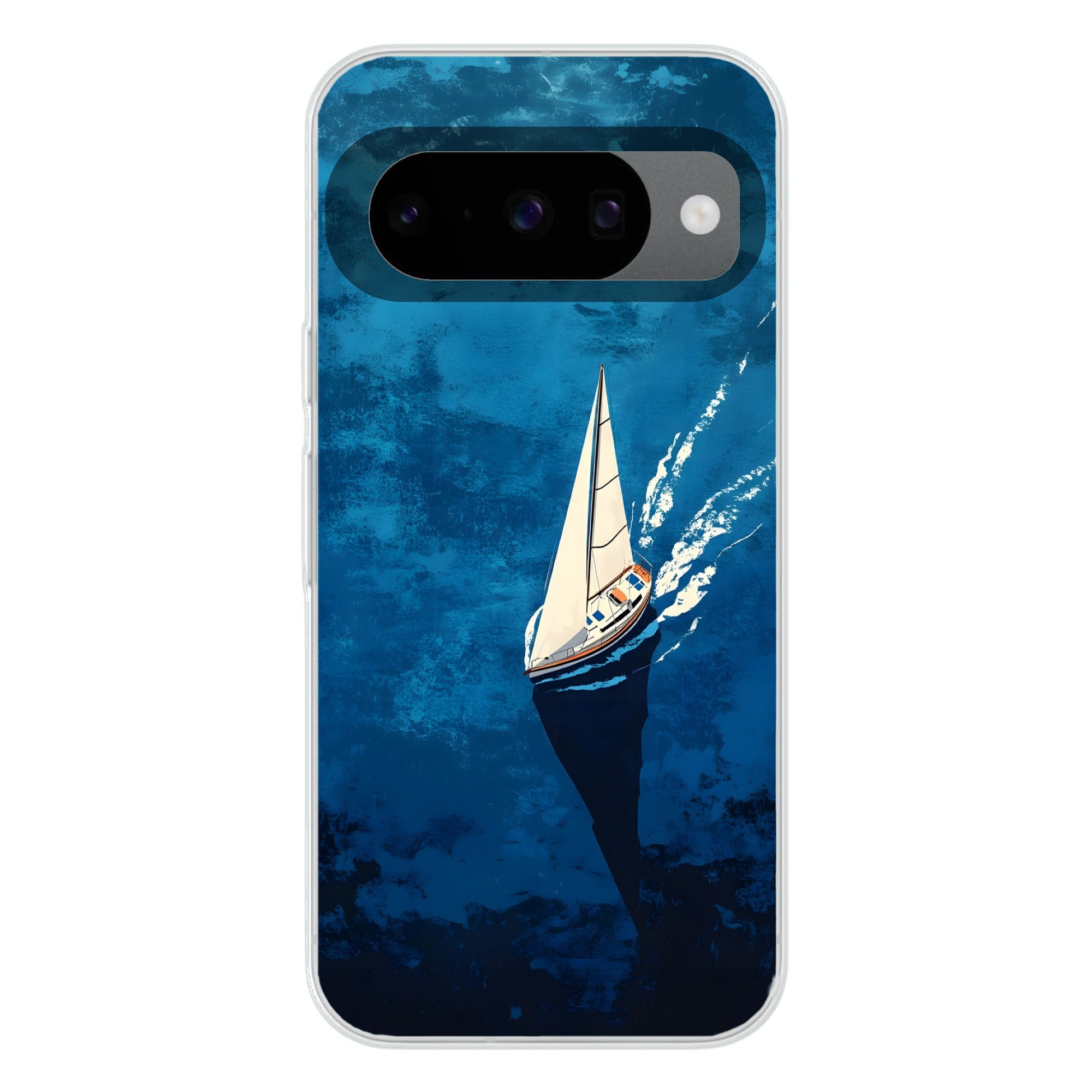 MuchoWow Handyhülle für Google Pixel 10 Pro Segelboot - Wasser - Abstrakt - Schatten, Handy Case, Silikon, Bumper Case Dünn