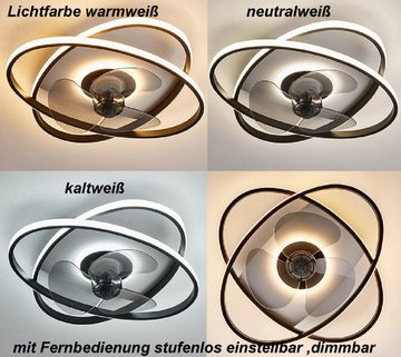 Euroton Deckenventilator Deckenventilator mit LED Beleuchtung Deckenleuchte mit Fernbedienung, Inkl Fernbedienung