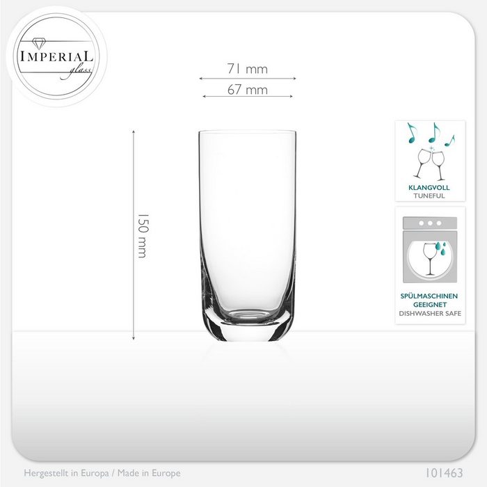 IMPERIAL glass Glas Trinkgläser Glas 330ml (max. 420ml) Set 12-Teilig Longdrinkgläser Wassergläser Saftgläser Cocktailglas