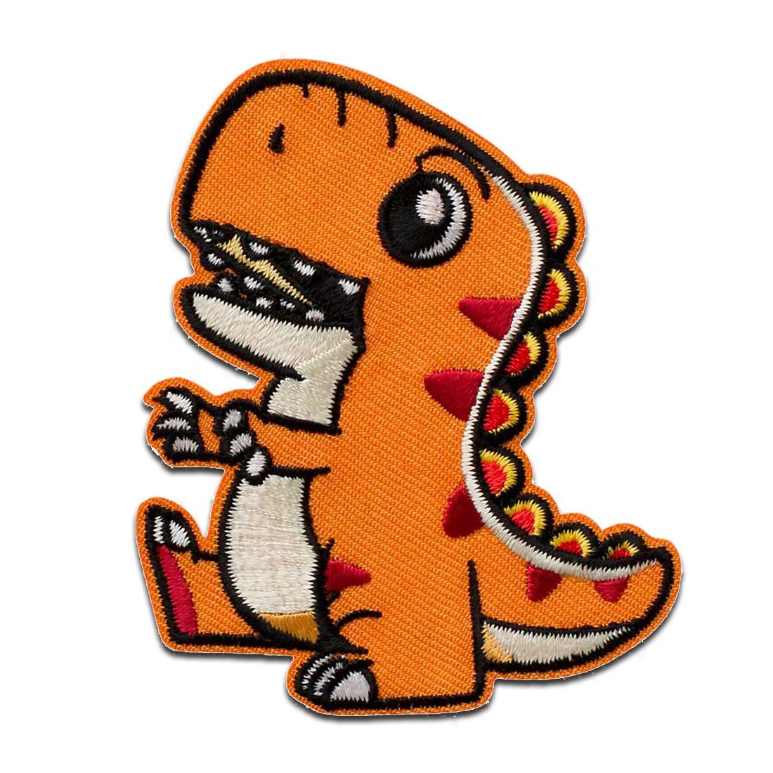 Mono-Quick Aufnäher Bügelbild, Aufbügler, Applikationen, Patches, Flicken, zum aufbügeln, PES, CV, Dino Orange Tier - Größe: 7,2 x 6 cm