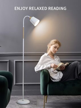 ANTEN LED Stehlampe Weiß Metall Stehleuchte 360° Schwenkbare Leselampe 159cm Höhe, für Wohnzimmer Schlafzimmer