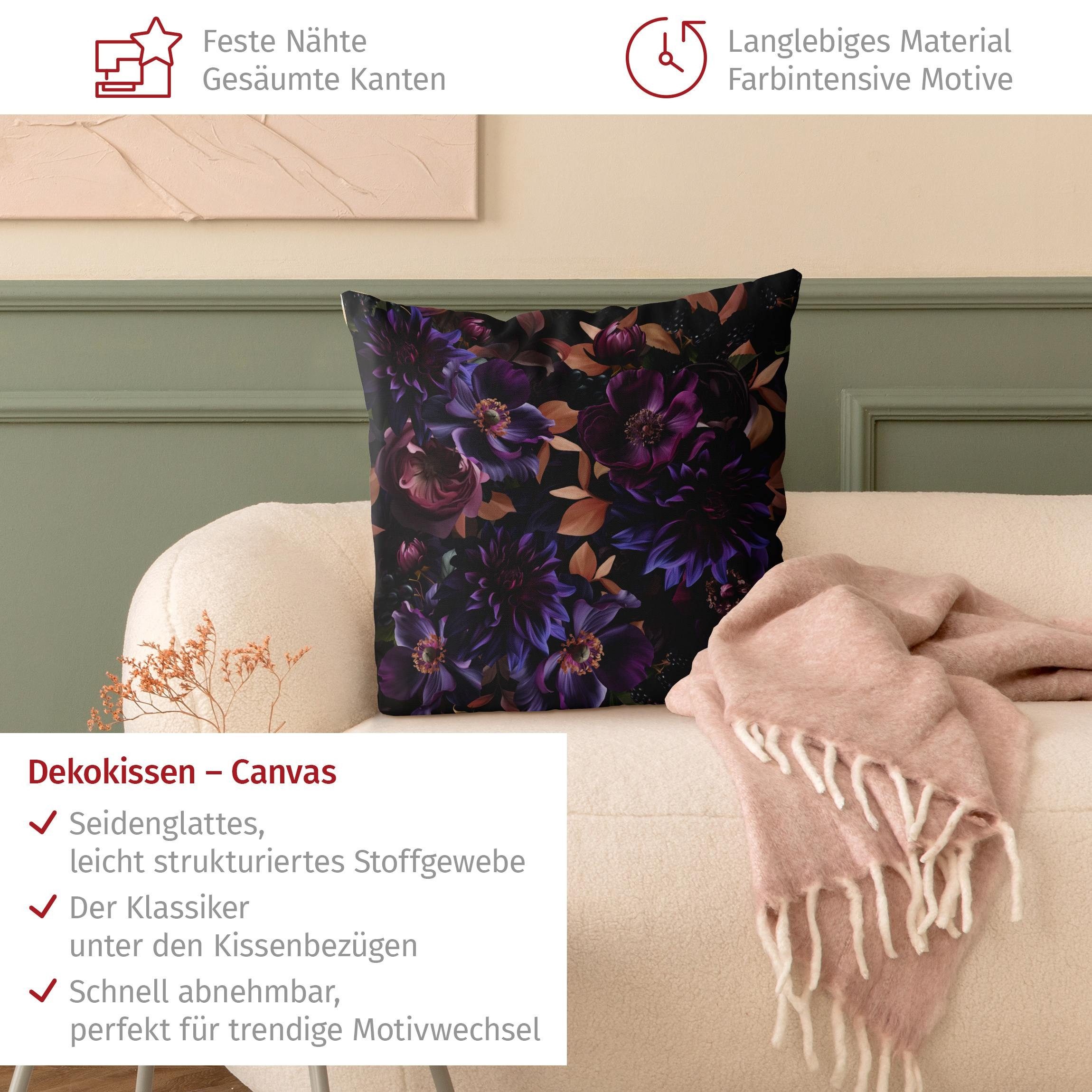 Bilderdepot24 Dekokissen drinnen Kissenhülle/ Sofakissen/ Zierkissen Kissenhülle violett Blumen, Bezug mit / ohne Füllung Zierkissen Outdoor Sofa Bett