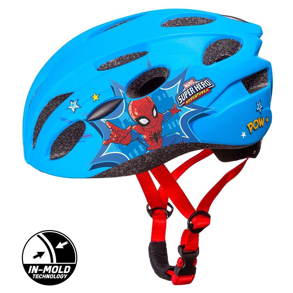 Seven Polska Kinderfahrradhelm "Spiderman", hellblau, 52-56cm, In-Mold-Tec, ab ca. 6 Jahre
