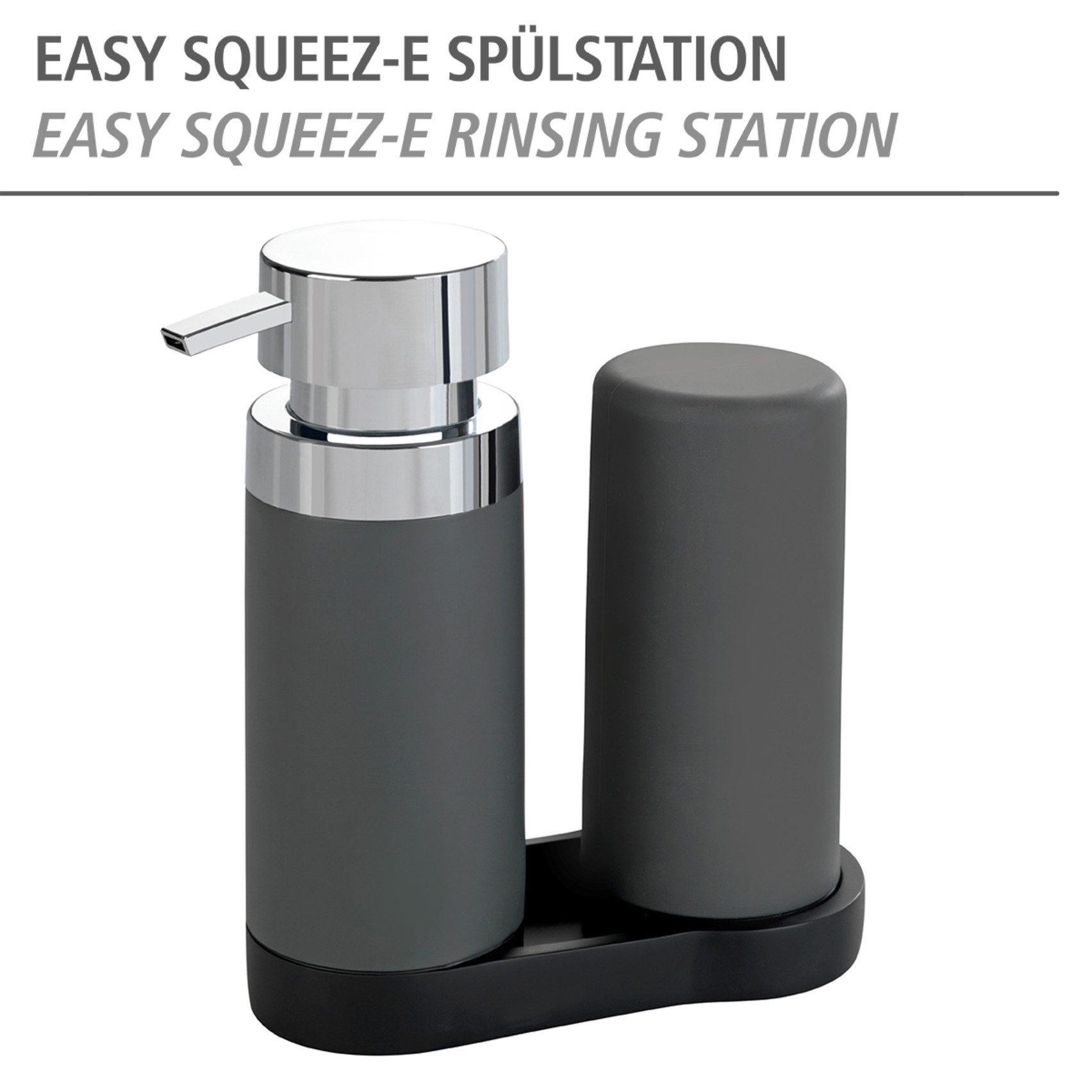WENKO Spülmittelspender Modell Easy Squeez-e, Spülstation, Spülmittel- und Seifenspender aus Silikon, je 250 ml