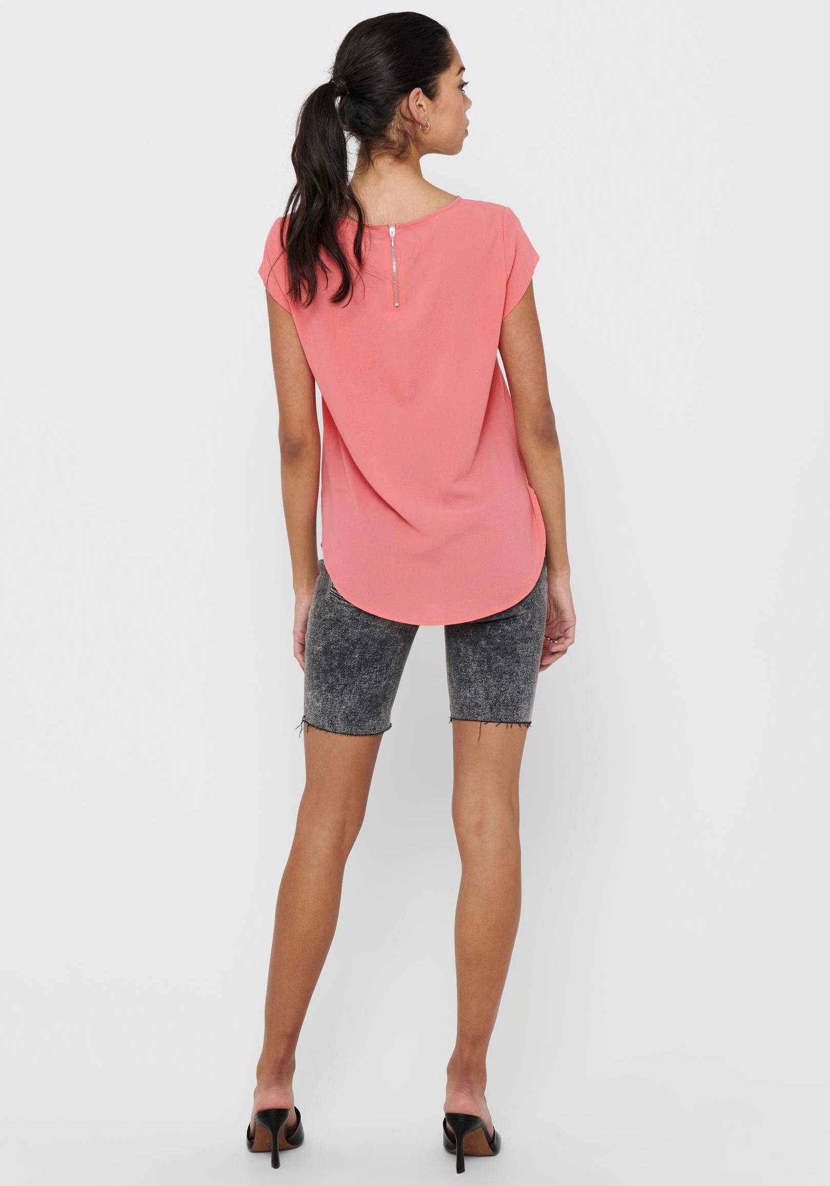 ONLY Kurzarmbluse ONLVIC S/S SOLID TOP NOOS Tea PTM Rose