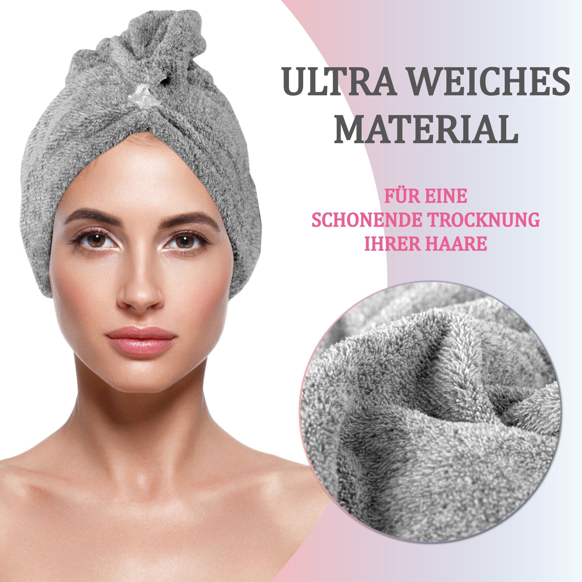 Bestlivings Saunatuch Haarturban (One Size) 25x65cm, Handtuch Haare Turban Haarhandtuch Schnelltrocknend – Bild 3 von 5