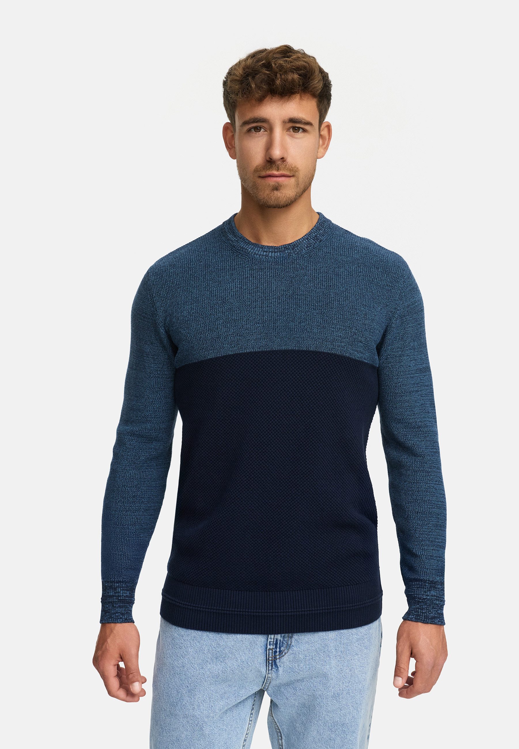 Indicode Strickpullover Herren INMoltilion Pullover Herrenpullover Baumwollpullover mit Rundhalsausschnitt