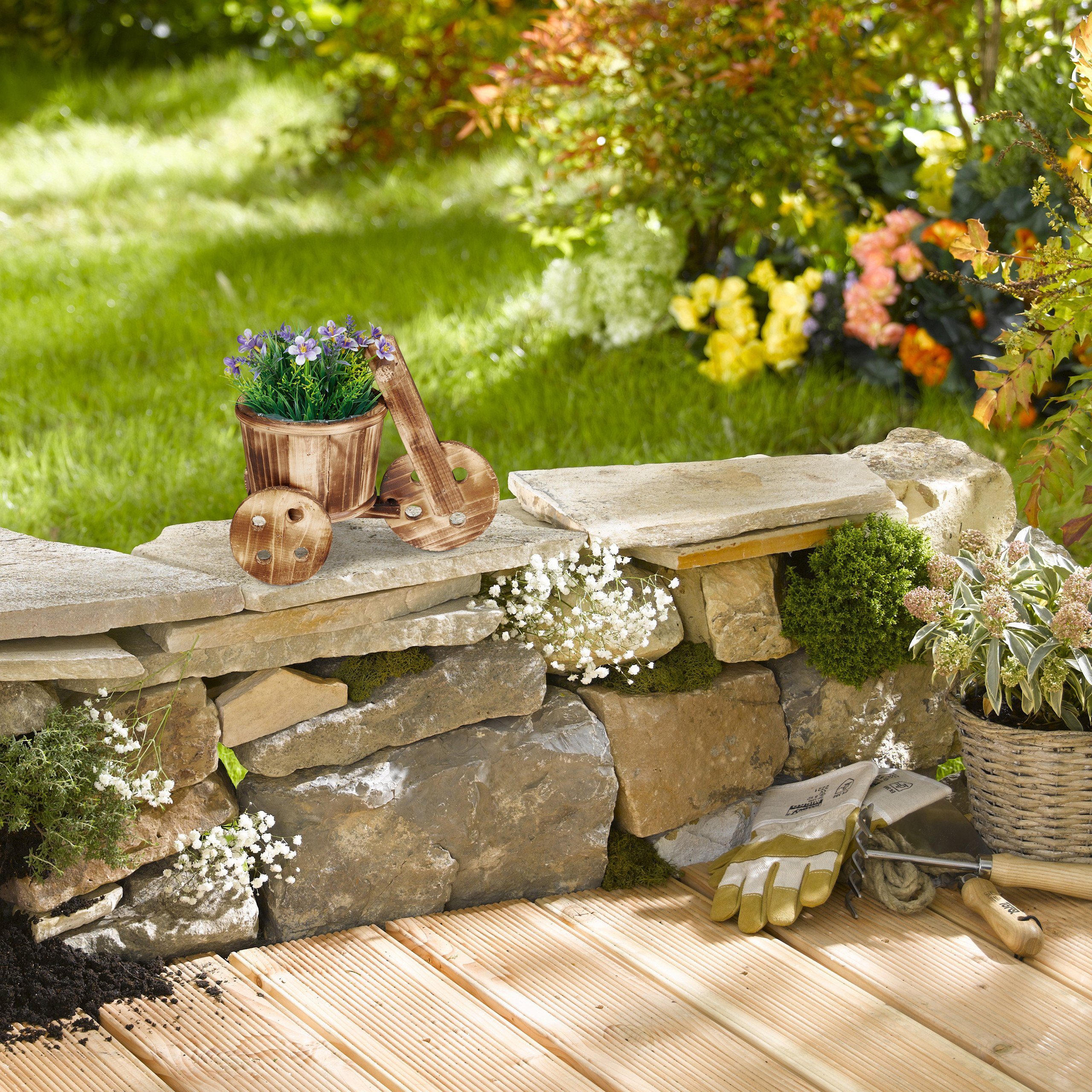 relaxdays aus Pflanzschale Blumenfahrrad Holz
