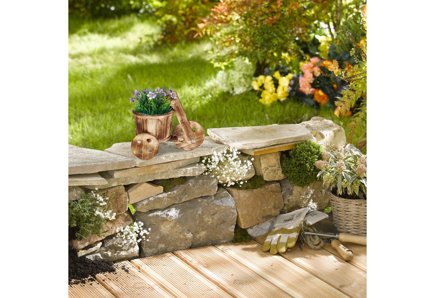 Thumbnail - relaxdays Pflanzschale Blumenfahrrad aus Holz