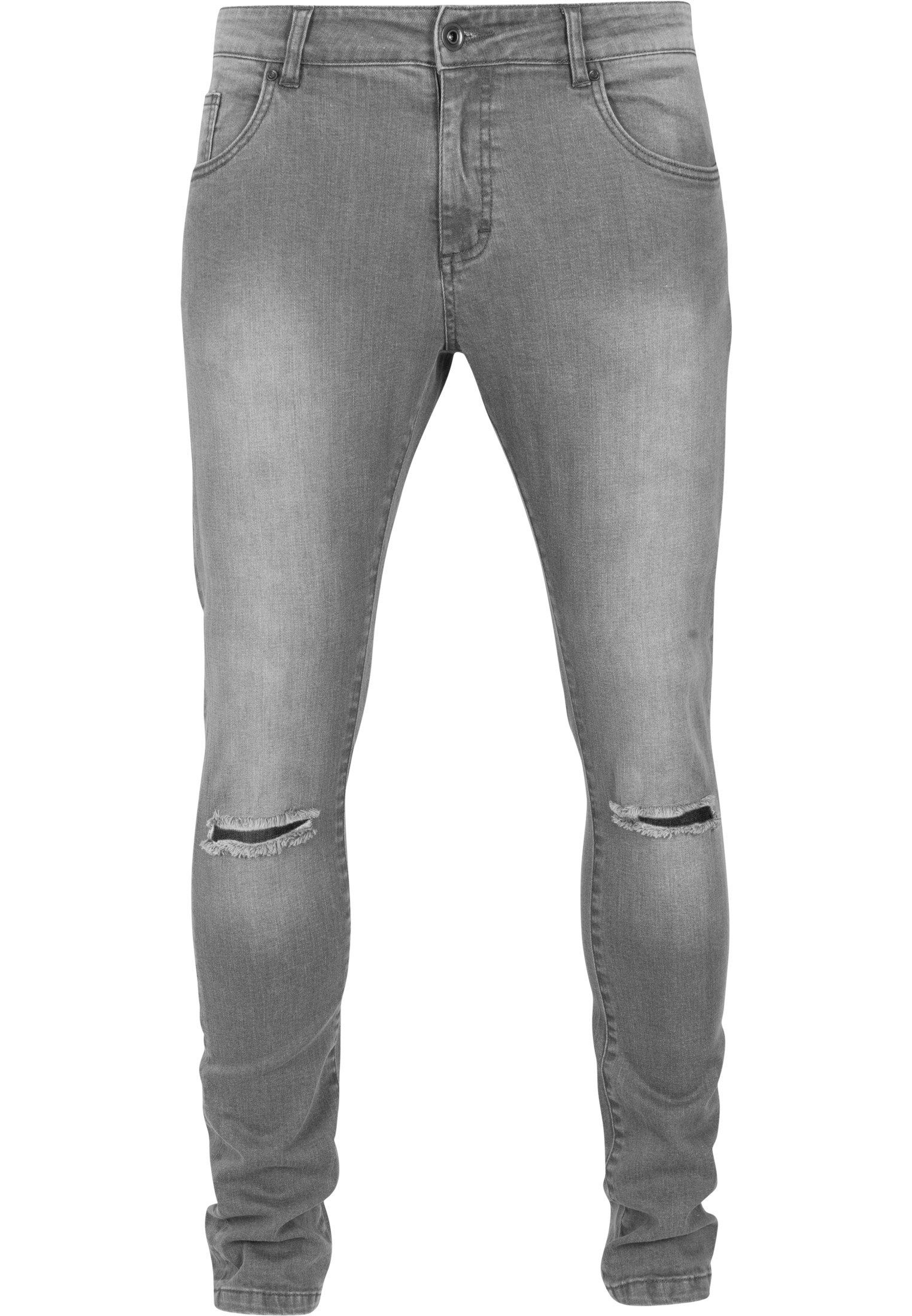 Herren Cut (1-tlg) Fit Knee Bequeme grey Slim URBAN Jeans CLASSICS Denim Pants