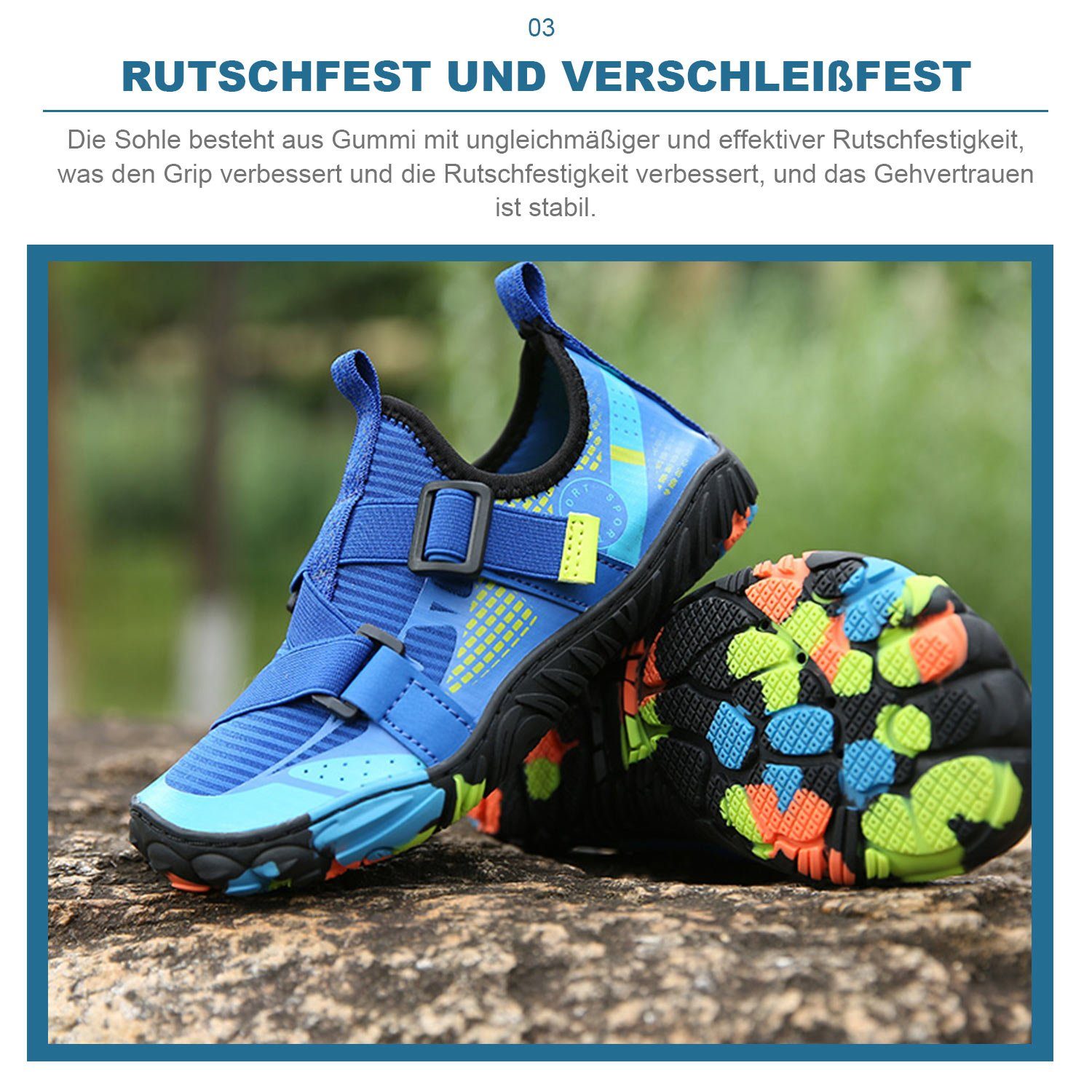 Daisred Wasserschuhe Badeschuhe Barfußschuh Damen Strandschuhe Herren Barfußschuhe Blau