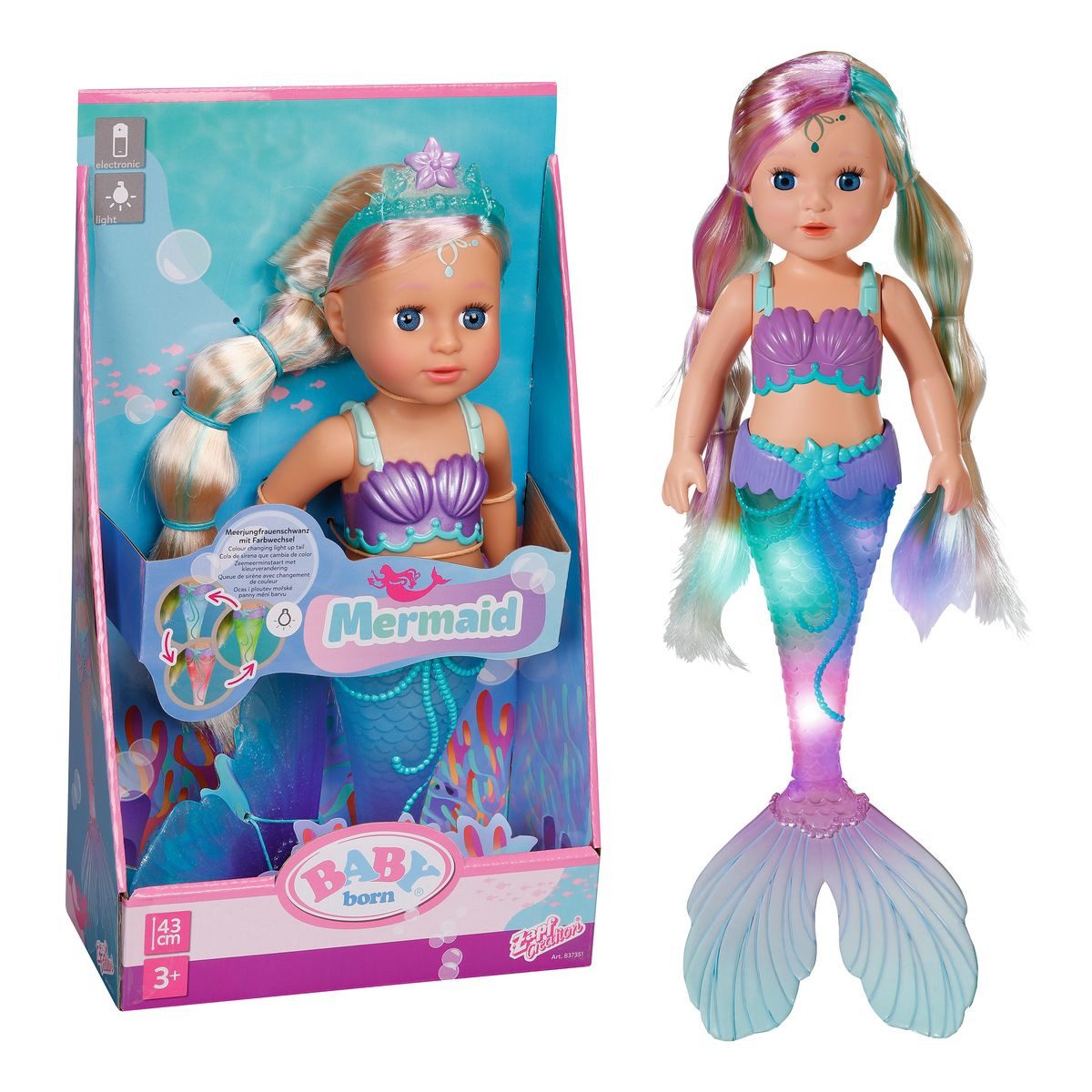 Baby Born Anziehpuppe Zapf Creation Puppe BABY born Meerjungfrau 43cm