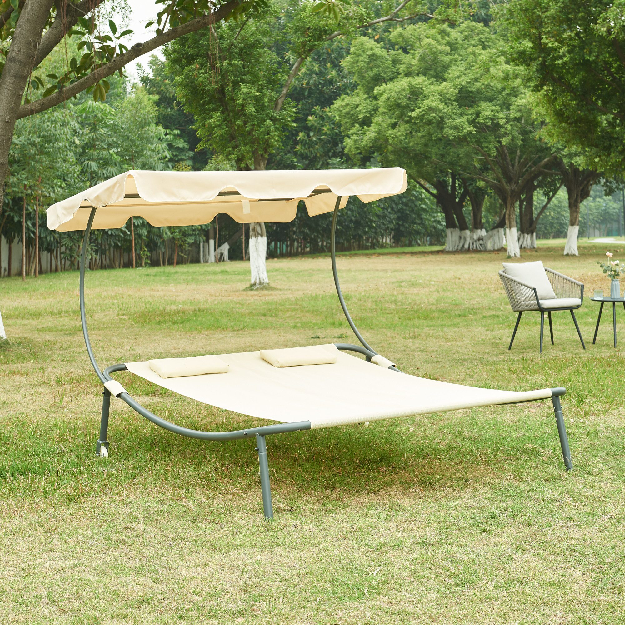 casa.pro Gartenliege, »Avigliano« mit Sonnendach Stahlgestell günstig online kaufen