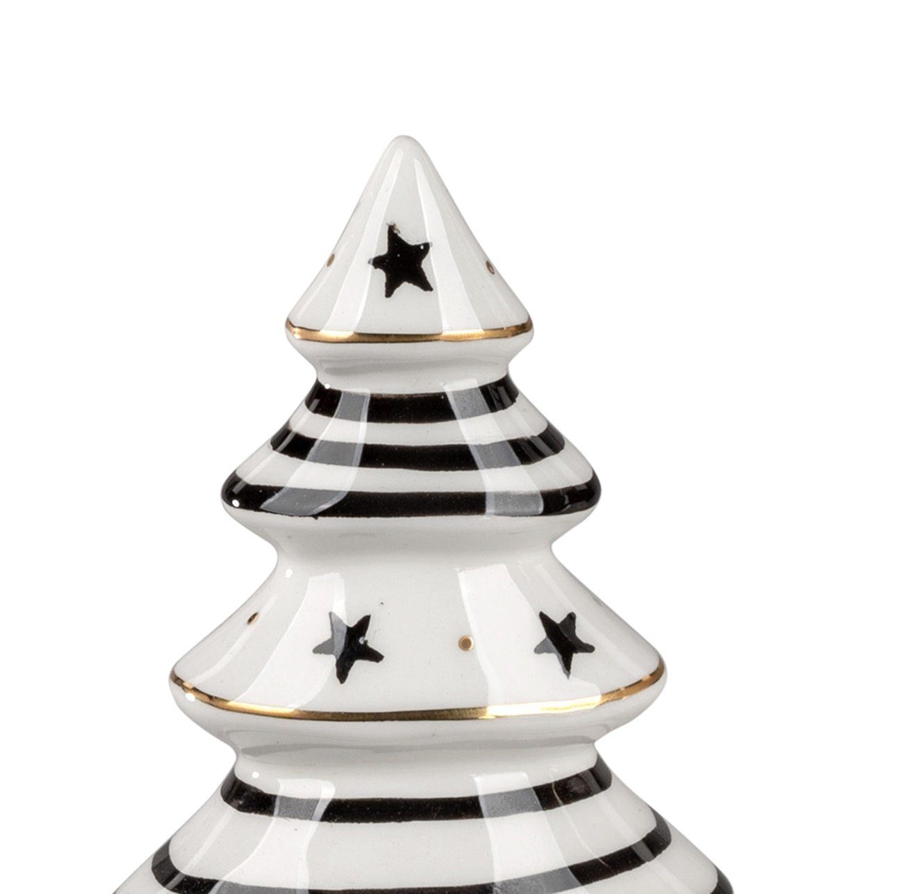 dekojohnson Dekofigur Deko-Baum Weihnachtsbaum 16cm Keramik weiß schwarz