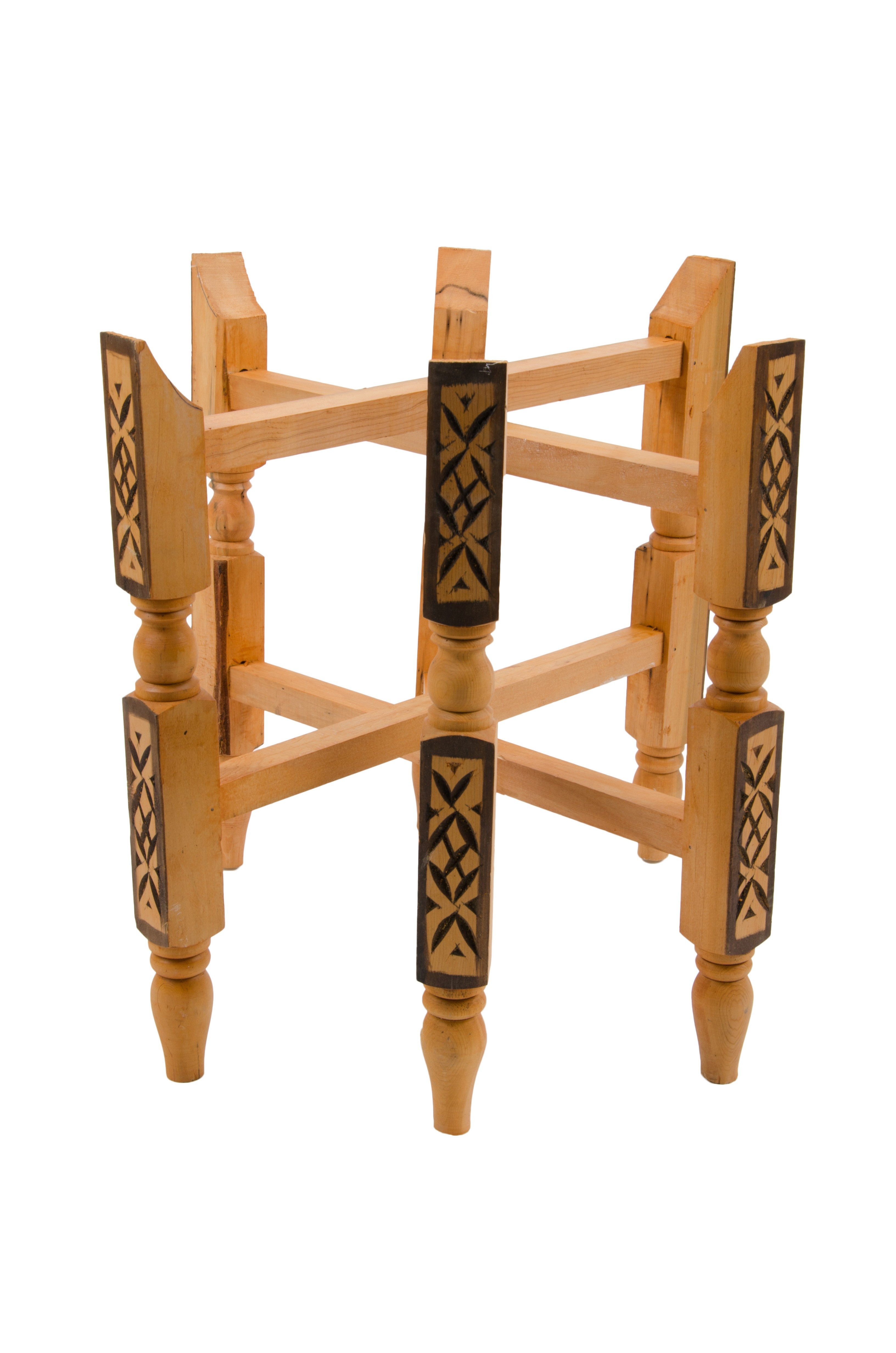 Marrakesch Orient & Mediterran Interior Tischbein Orientalisches Holzgestell für 60 cm-Tablett edel aus Zedernholz 60 cm, Handarbeit