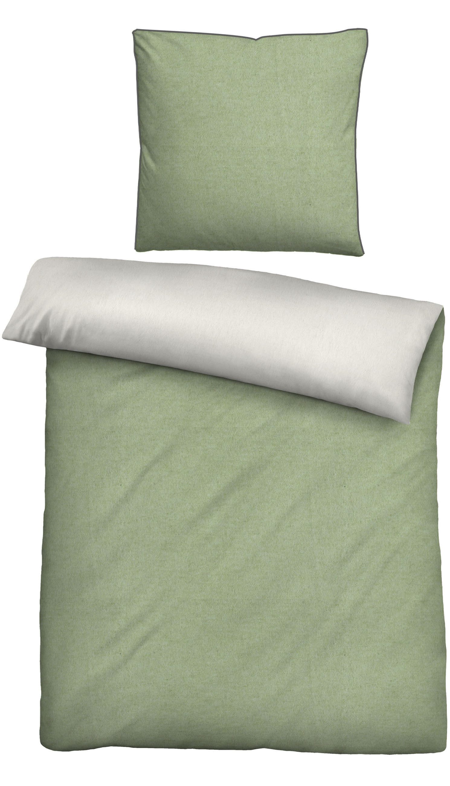 Biberna Wendebettwäsche "Hermal" 2 Stk. tlg. Flanell in Melangeoptik, Winte günstig online kaufen