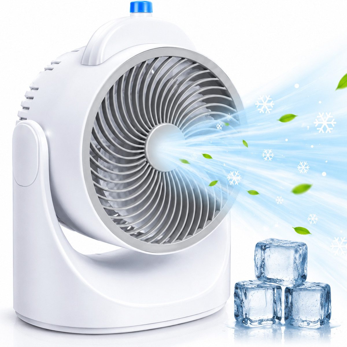 Lifetime Standventilator Mini Tischventilator mit Kühlelement - Verstellbar