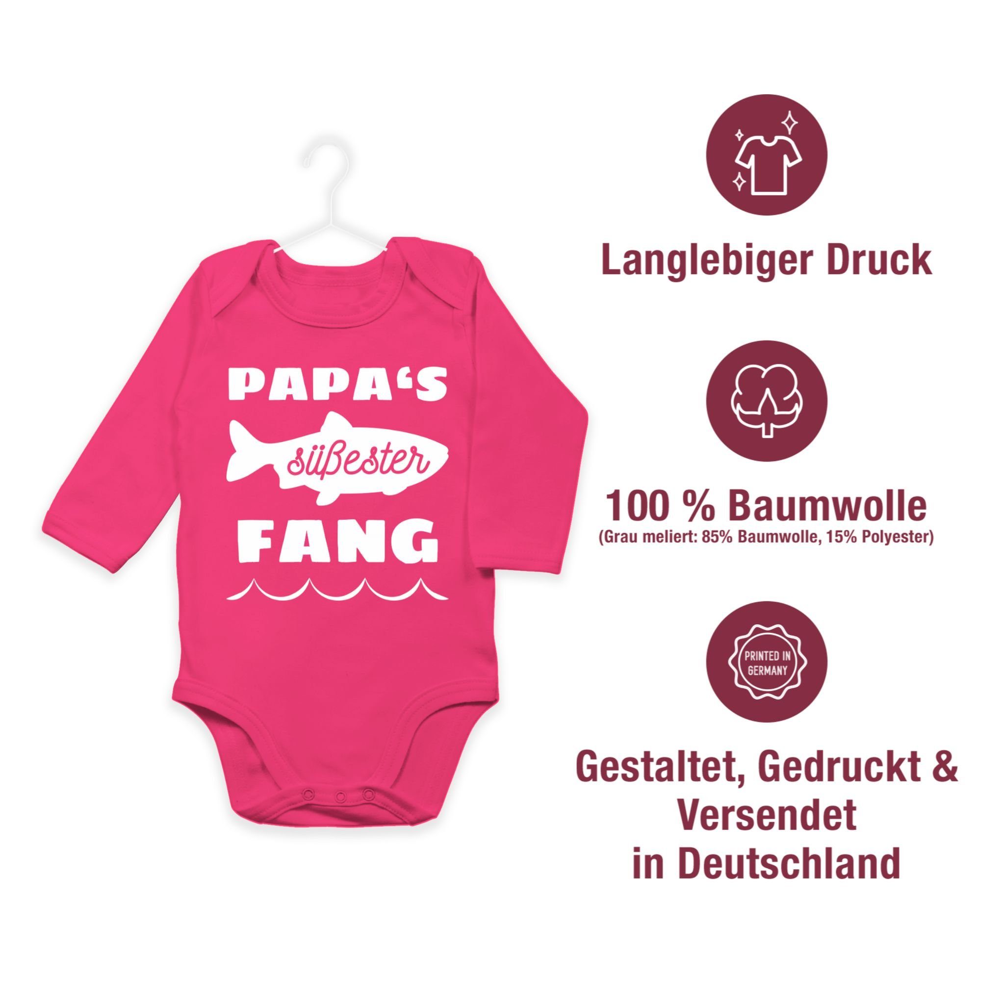Baby Papas süßester Geschenk 1 Vatertag Shirtracer Shirtbody Fang Fuchsia