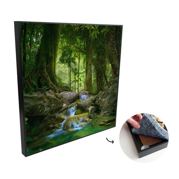 MuchoWow Akustikplatte Dschungel - Steine - Wasser - Natur - Pflanzen (1-St) Wandverkleidung gegen Akustik Moderne Gemälden Bild Malerei