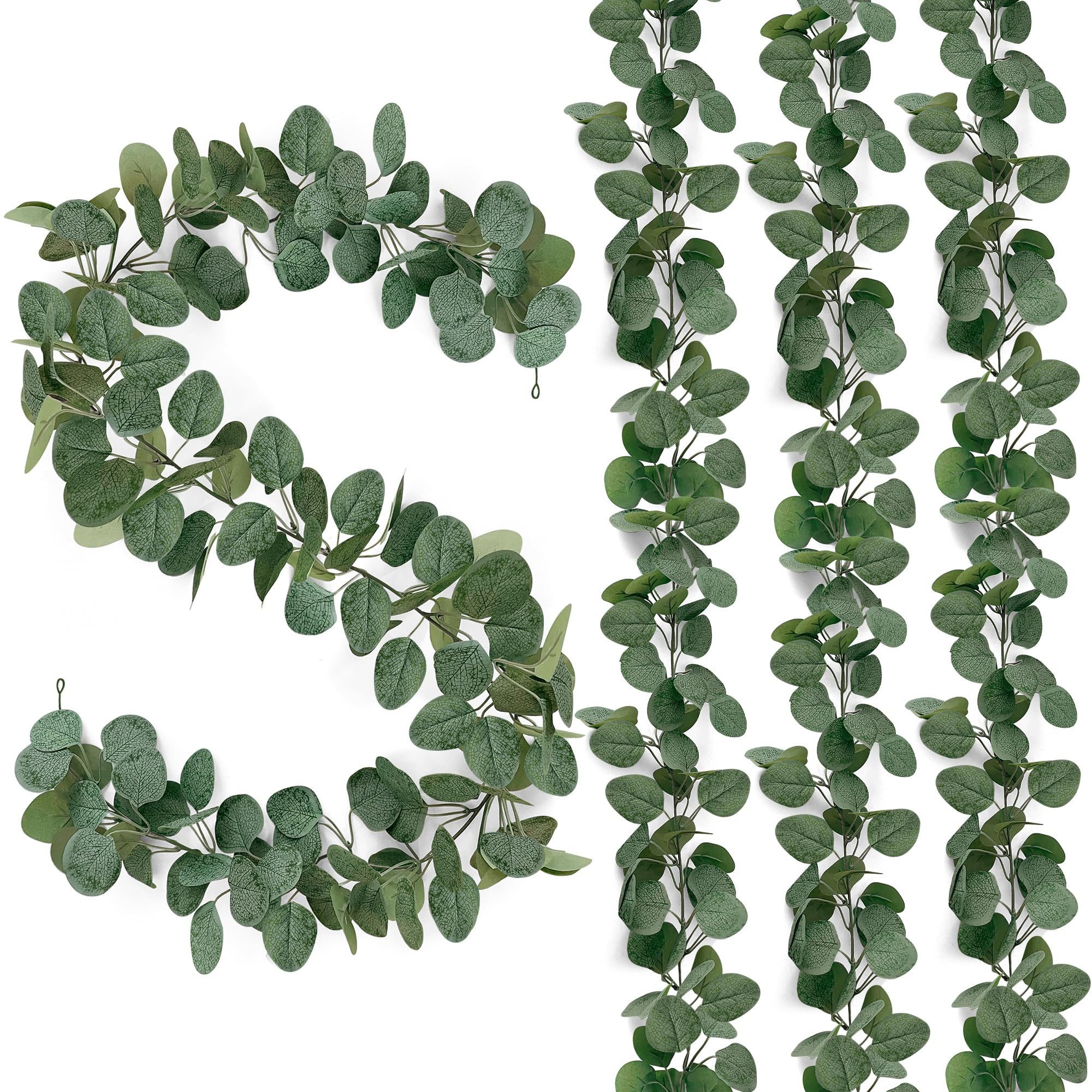 Kunstpflanze 4 Stück Künstliche Eucalyptus Blätter Girlande deko Hängepflanzen, FOUORTUNATE-BEE, Hochzeitsdeko für Hochzeit Tisch Frühlingsgirlande Blumenschmuck