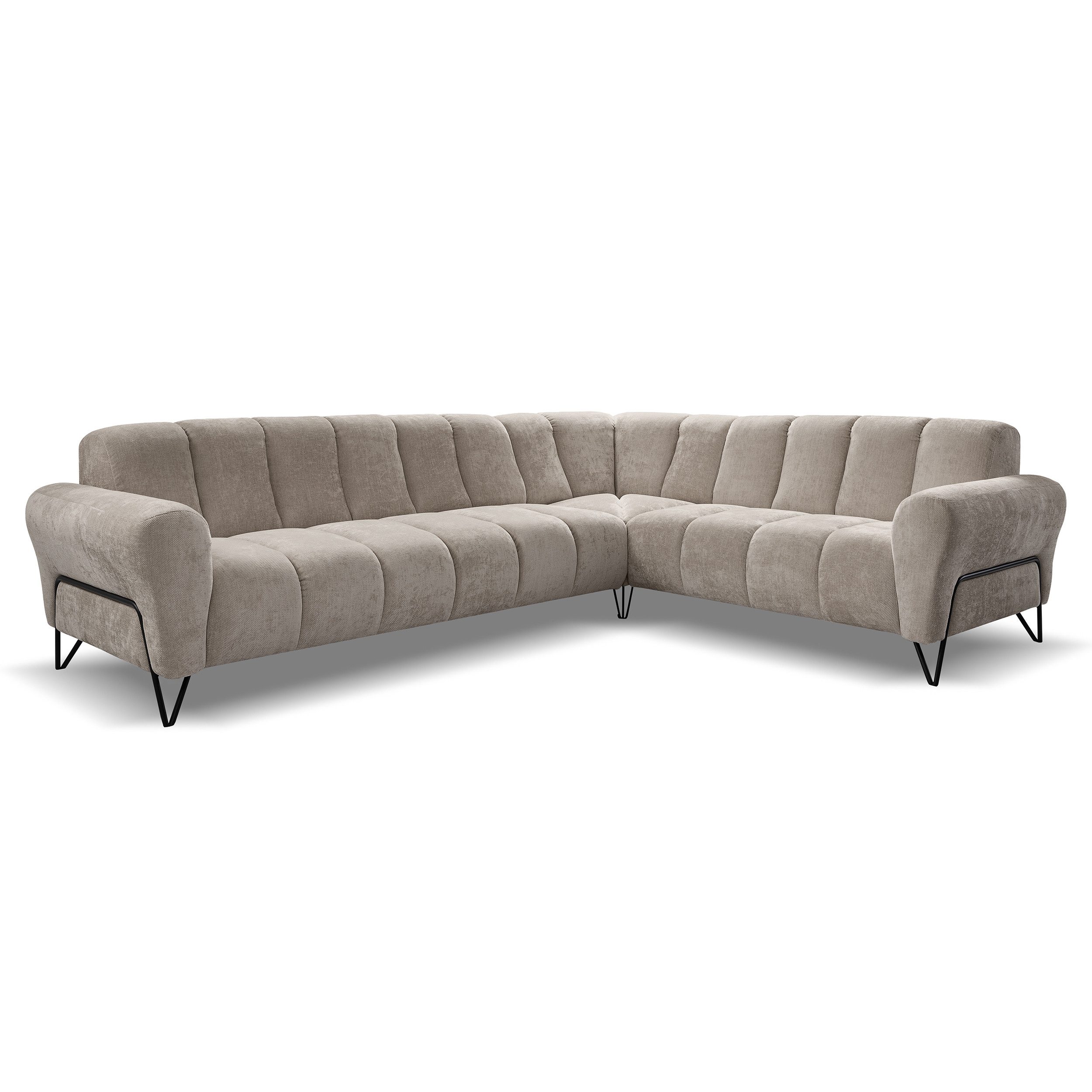 Beautysofa Ecksofa mit Metallbeine in schwarzer VOLARE L, mit höchstem Sitz günstig online kaufen