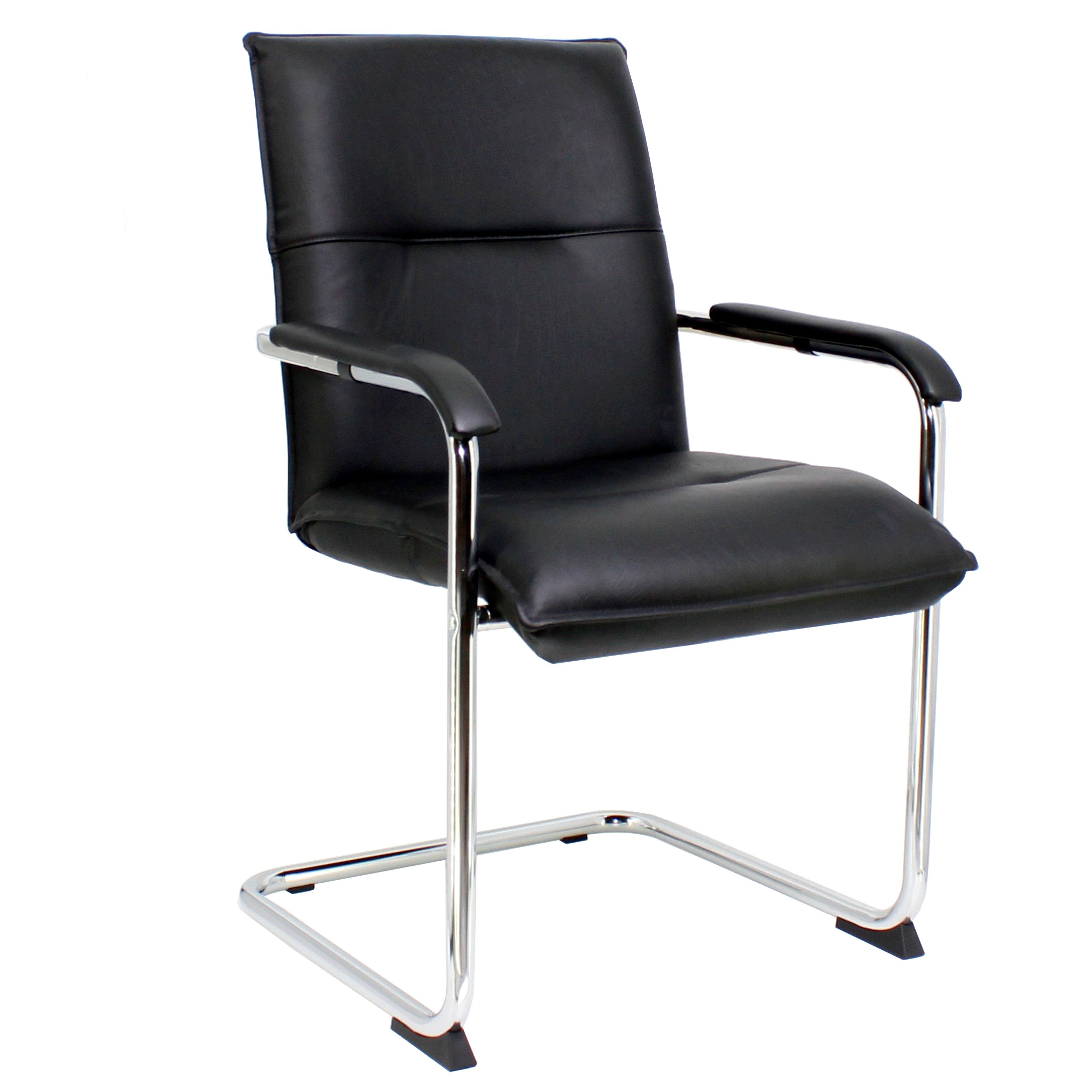 Freischwinger Schwingstuhl Armlehnstuhl Metallstuhl MARA schwarz