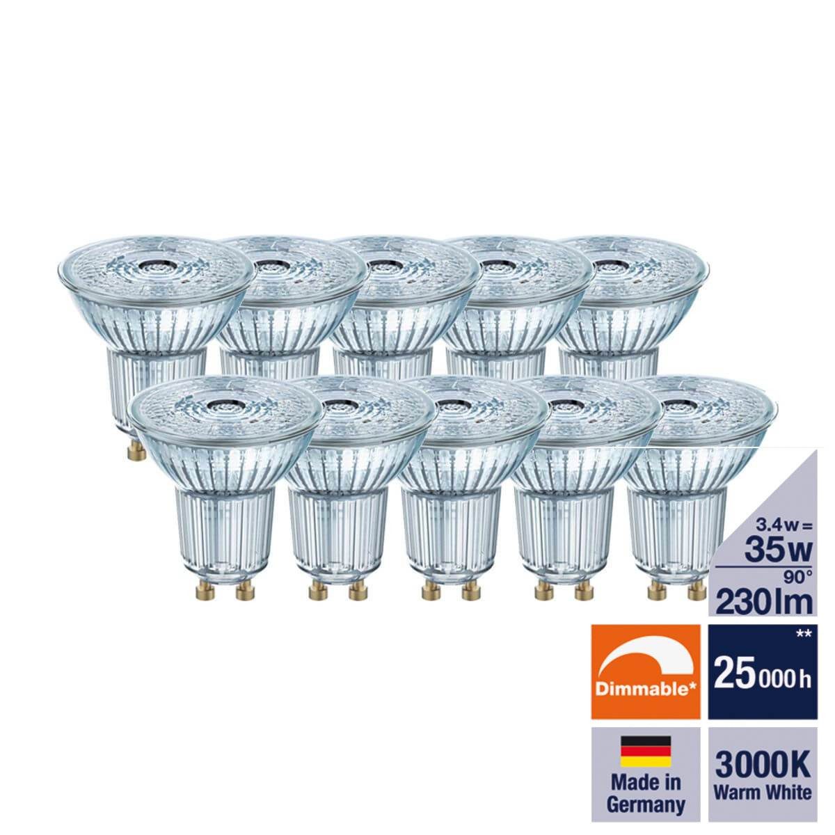 Osram LED-Leuchtmittel Osram 10x LED DIMMBAR PAR16 3,4W=35W GU10 Strahler 2 günstig online kaufen