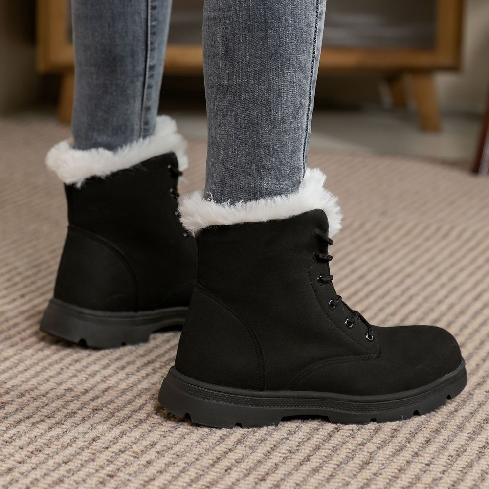 HUSKSWARE Snowboots (Damen gemütlich Outdoor-Stiefel) Fashion, schwarz warm und Calf Mid