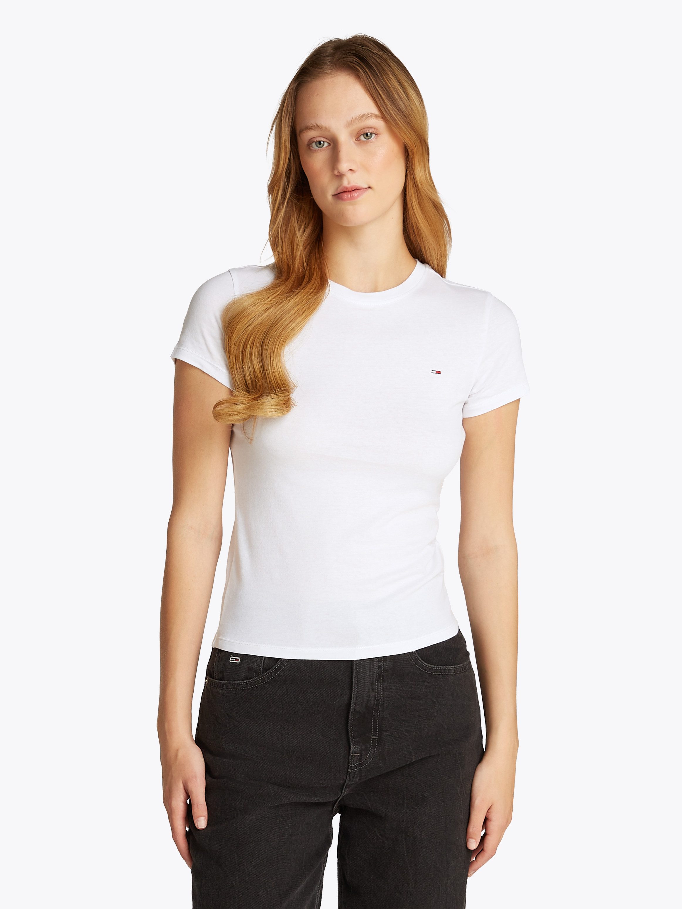 Tommy Jeans Kurzarmshirt TJW SLIM C-NECK TEE mit Logo-Stickerei günstig online kaufen