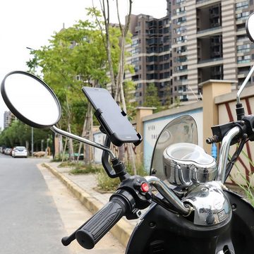 MidGard Scooter / Motorrad Rückspiegel Halterung für Handy, Smartphone, Navi Smartphone-Halterung, (bis 7.5 Zoll, mit Ladefunktion über USB-Anschluss)