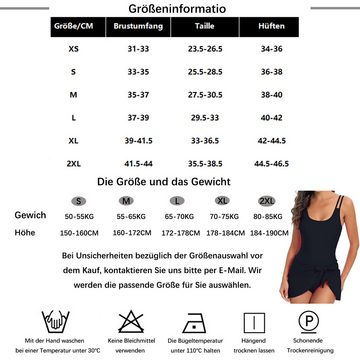 B.X Badekleid Damen Schlanke Passform Blumen Drucken Bauchkontrolle hohl-Badeanzug Schlankmachender, frischer, floraler Rock-Badeanzug, Monokini, Badekleid