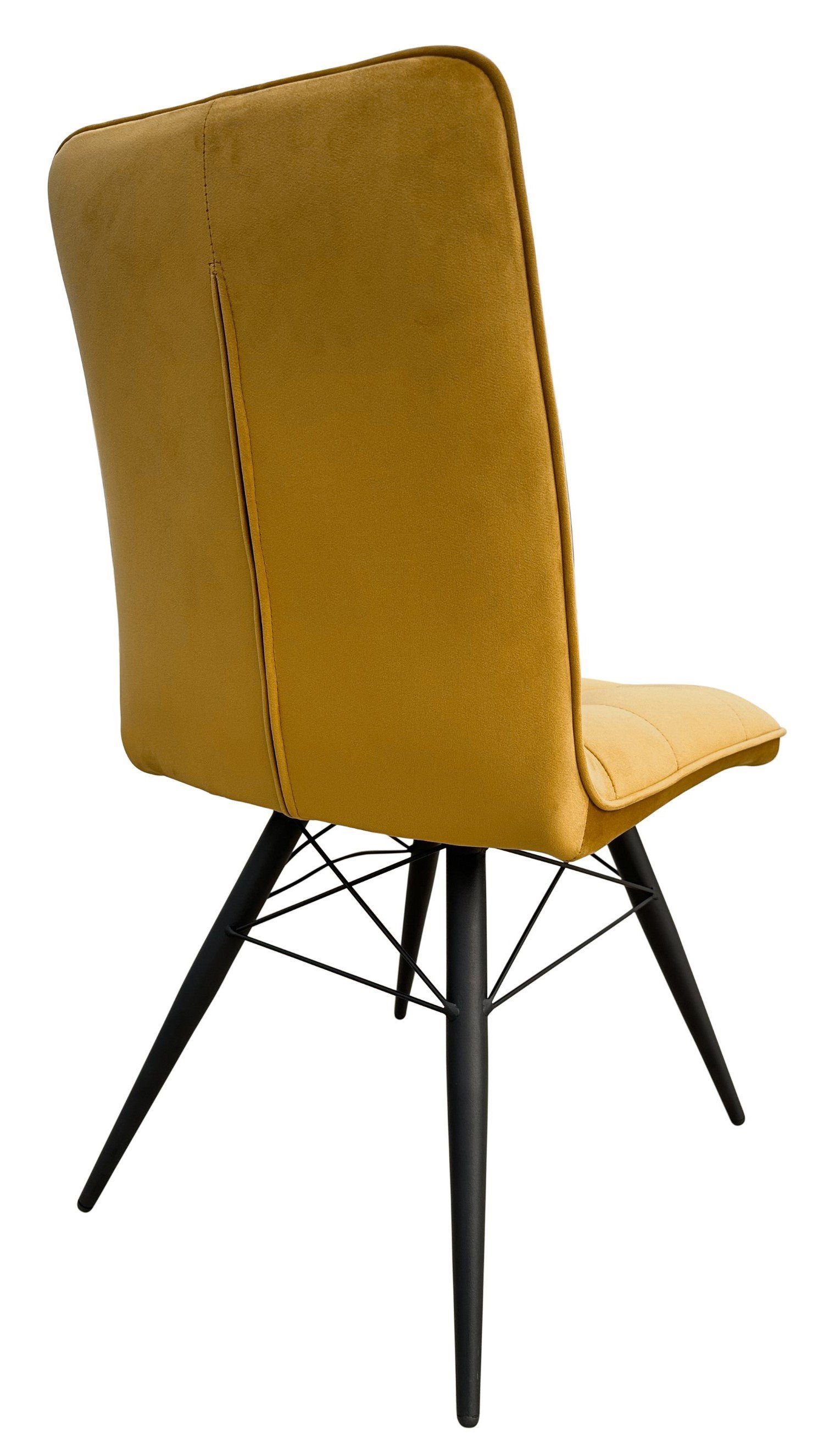 St), saharagelb 4 living - Stuhl weicher Samtbezug Samt - (Set, bene - Metall-Gestell Rückenlehne gepolstert - Vicenza - hohe