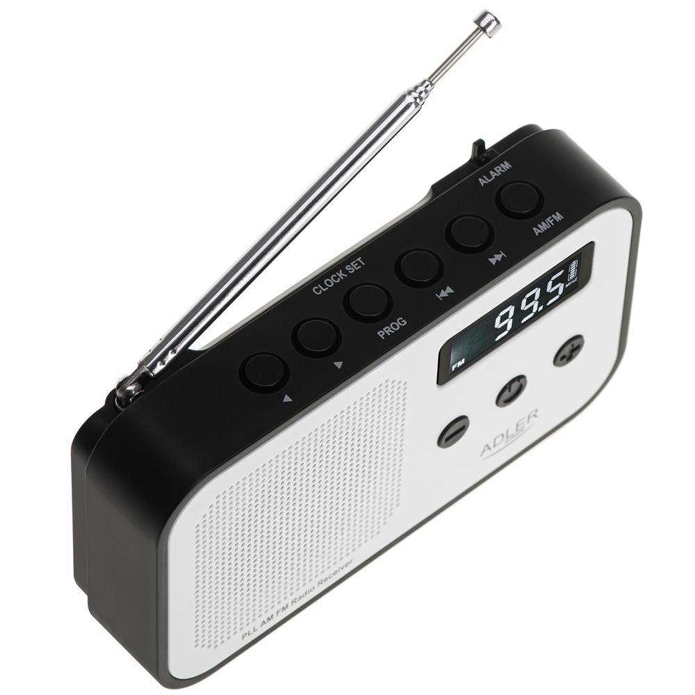 Adler AD 1907 Digitalradio (DAB) (PLL AM/FM-Digitalradio, modernes Radio, USB C, Wecker, weiß, schwarz) – Bild 5 von 5