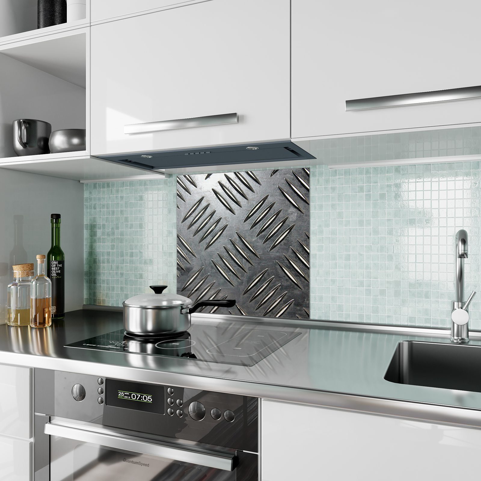 Primedeco Metallplatte Spritzschutz Motiv Küchenrückwand Strukturen mit Glas Küchenrückwand mit