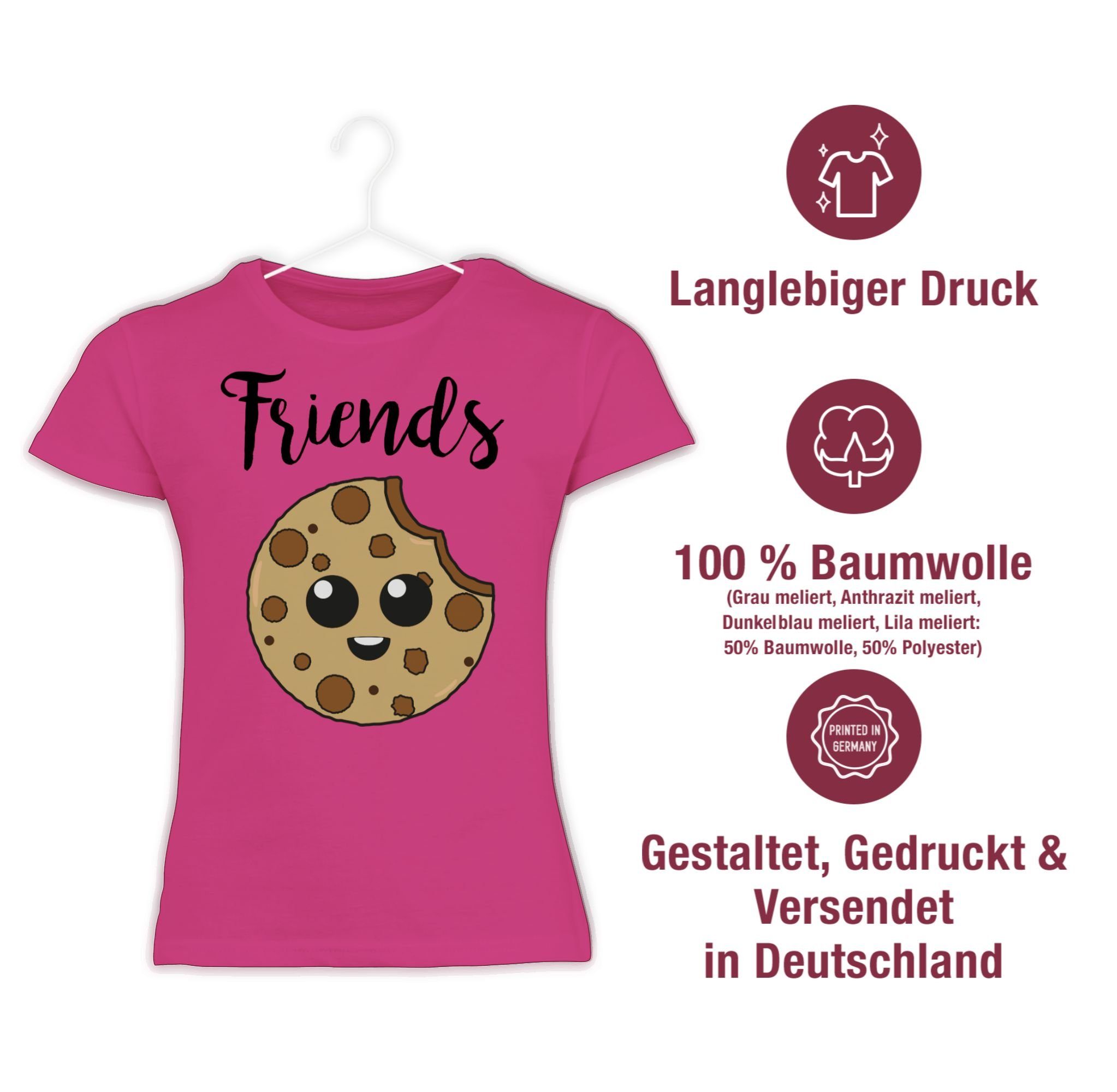 2 Shirtracer Kind Friends Partner-Look Friends Fuchsia T-Shirt Cookies Best Familie -