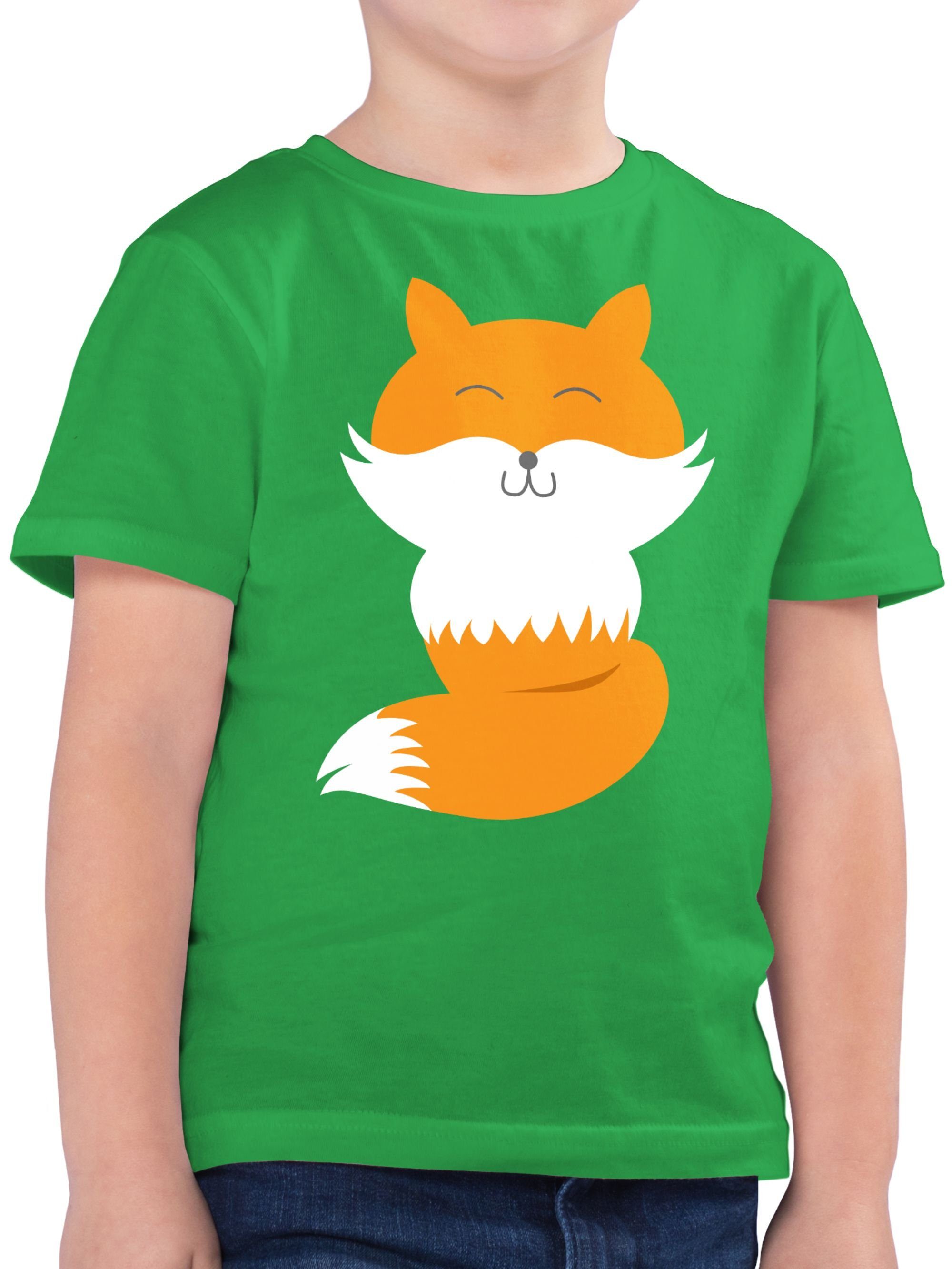 Shirtracer T-Shirt Süßer Fuchs Tiermotiv Animal Print 2 Grün