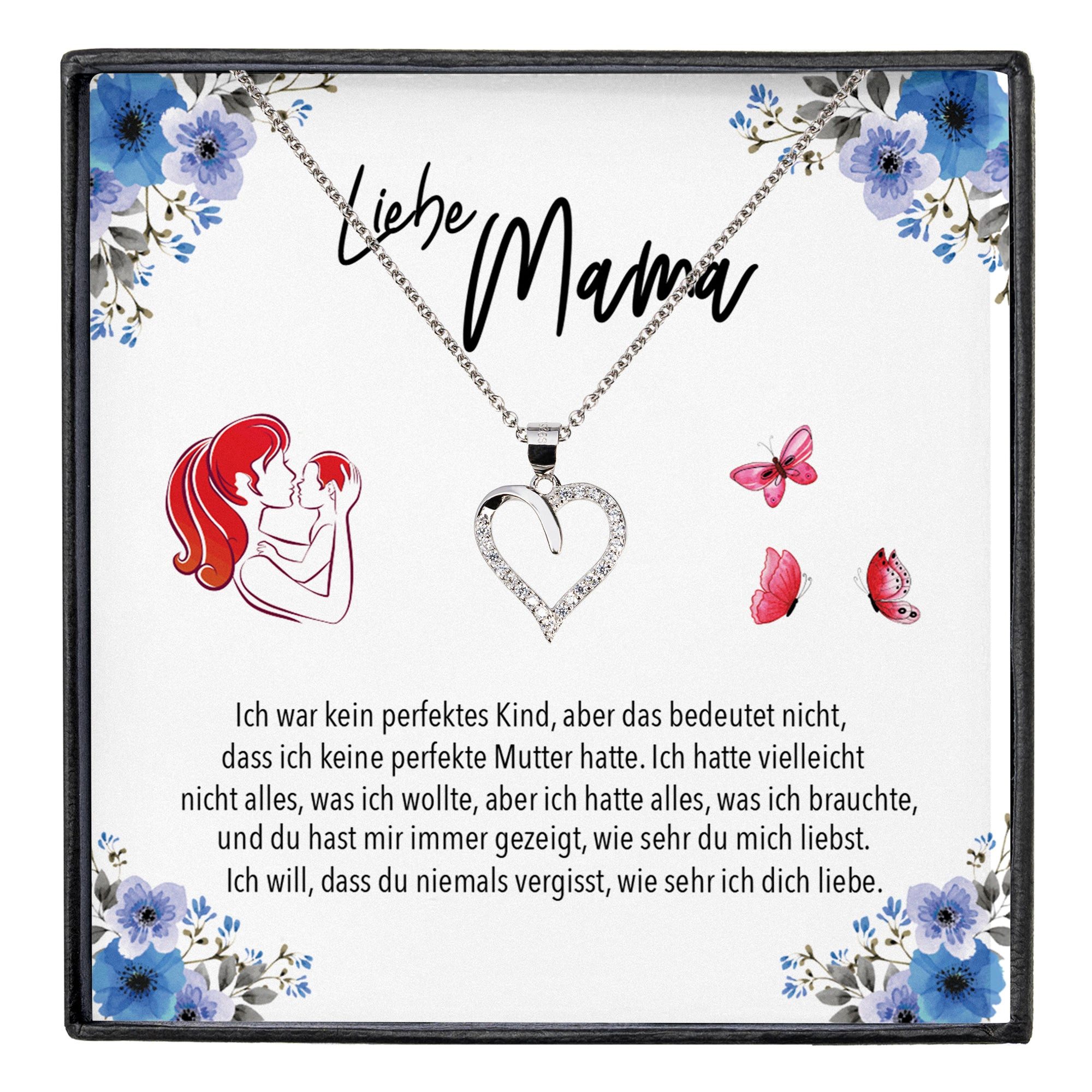 22Feels Ювелирные изделияset Liebe Mama Geschenk Muttertag Frauen Halskette Damen Herz Collier, Echt-Silber 925/000, Karte Made In Germany