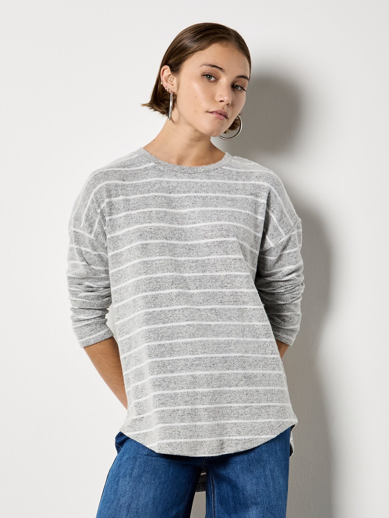 Apricot Longsweatshirt Weiches Top mit Streifen