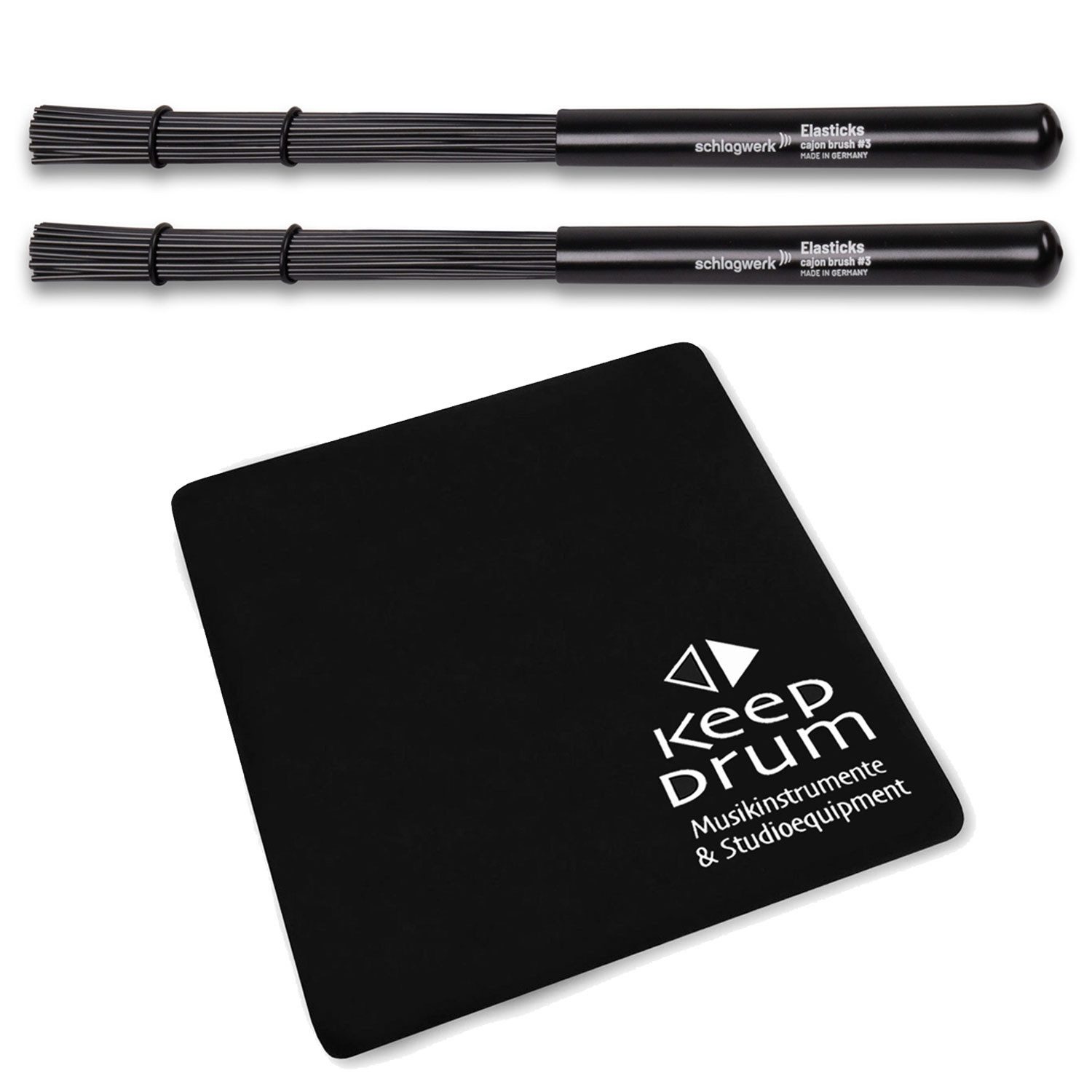 Schlagwerk Xylophon Schlägel Schlagwerk BRC 03 Cajon Brush mit Sitzpad (1-St., Vorteils-Set mit Sitzpad), Vorteils-Set mit Sitzpad