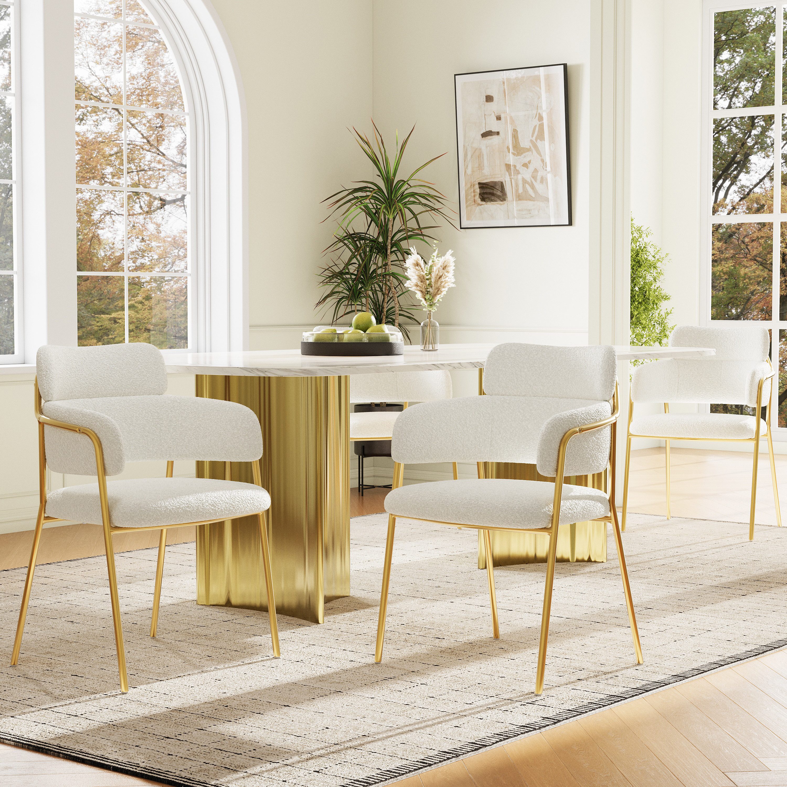 OKWISH Esszimmerstuhl mit goldenen Beinen (Polsterstuhl, Wohnzimmerstuhl, K günstig online kaufen