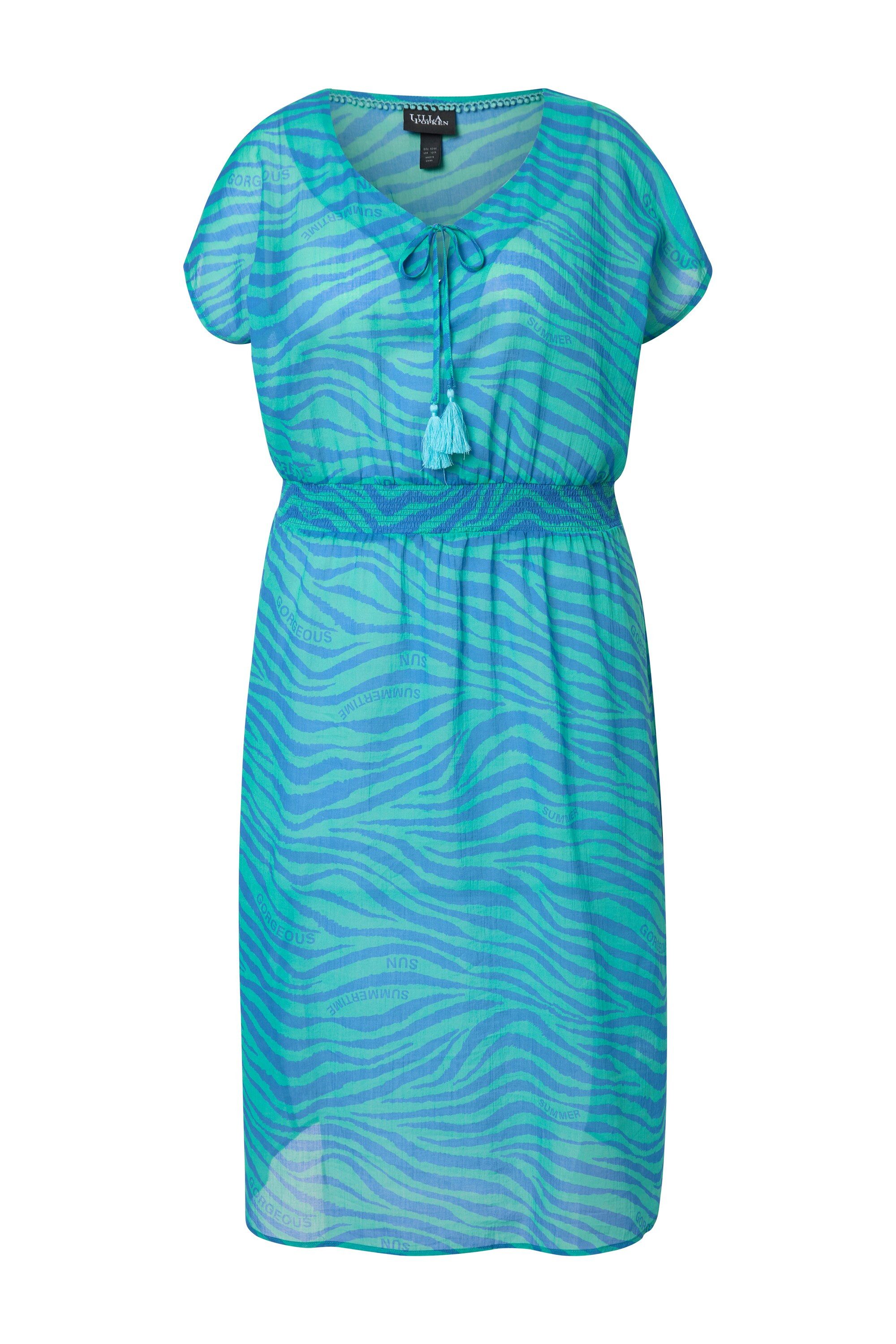 Ulla Popken Minikleid Midikleid Zebramuster A-Linie V-Ausschnitt günstig online kaufen