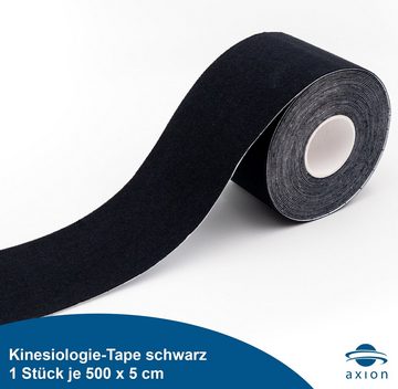 Axion Kinesiologie-Tape Kinesio-Tape - Wasserfestes Tape in schwarz, 500 x 5cm (Set, 1-St) 40-60% Dehnbarkeit