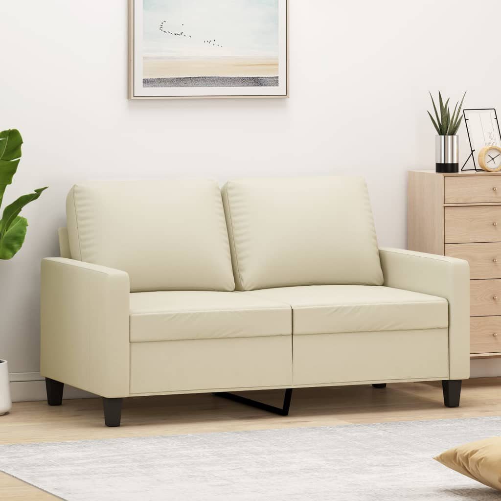 vidaXL Sofa 2-Sitzer-Sofa Creme 120 cm Kunstleder