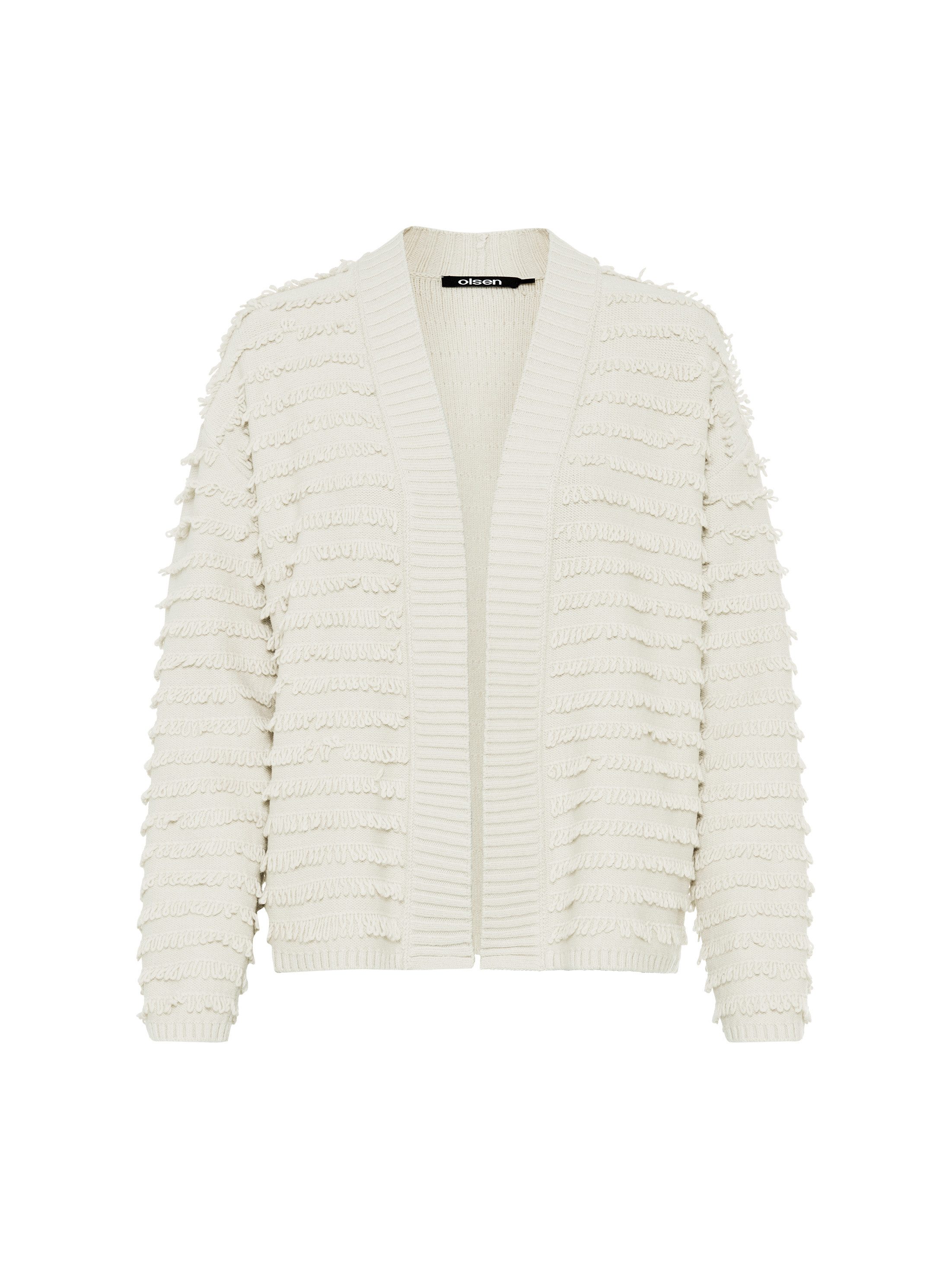 Olsen Cardigan mit Schalkragen und offener Vorderseite