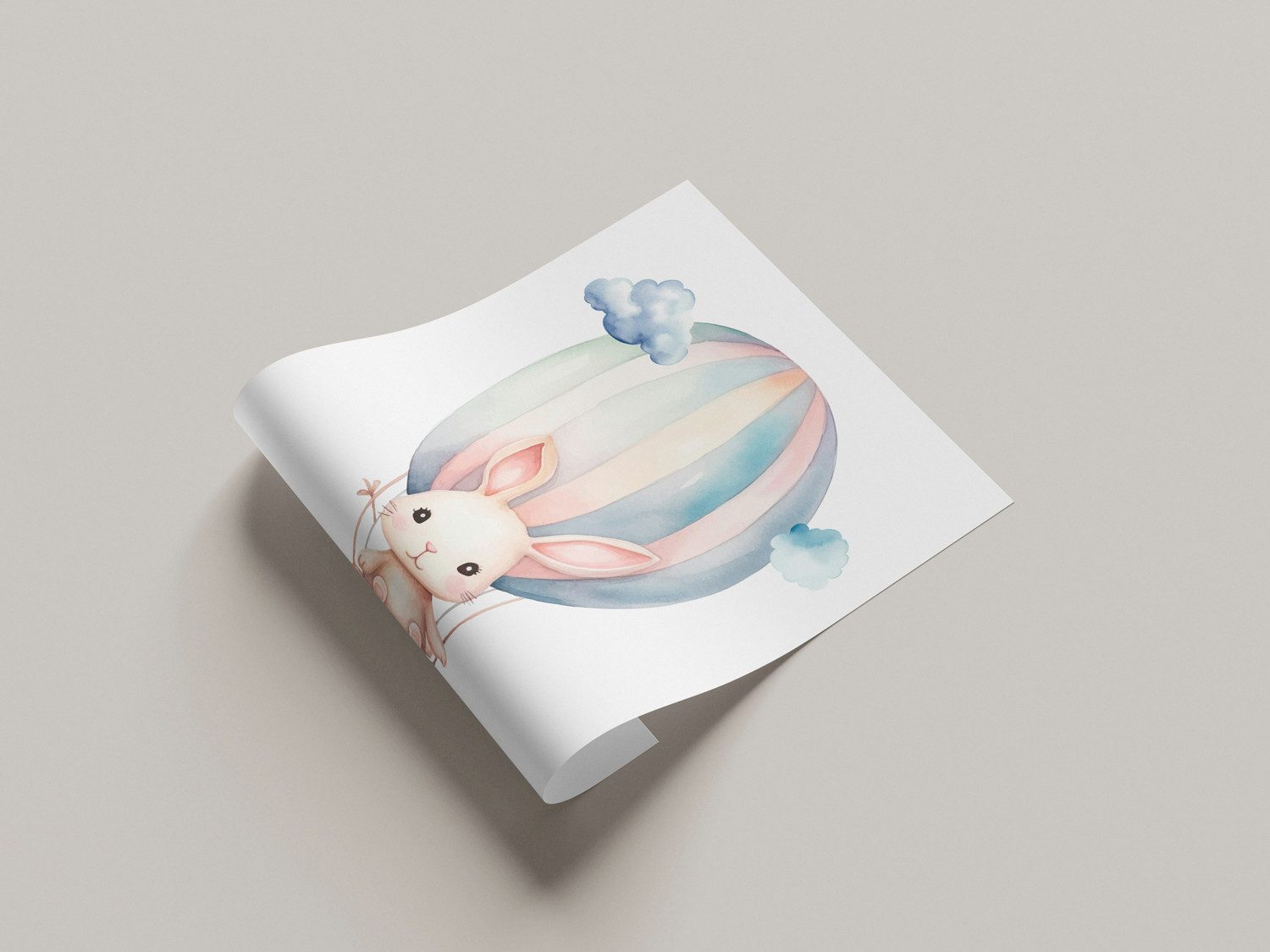 Lüttenhütt Bild mit Rahmen oder Poster, Hase im Heißluftballon am Himmel, Ballonfahren, Fantasy, Hase, Hasen, Heißluftballon, Tiere (1 St), HD Premium Druck