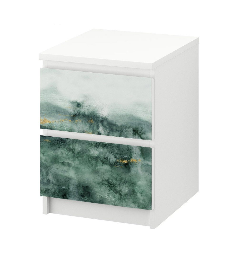 MyMaxxi Möbelfolie Kommodenaufkleber Malm Verwischter Marmor Moos Farbe Möbelfolie Folie, (Marmor Moss Abstrakt grün, }, Ein Aufkleber je Schublade), Selbstklebend